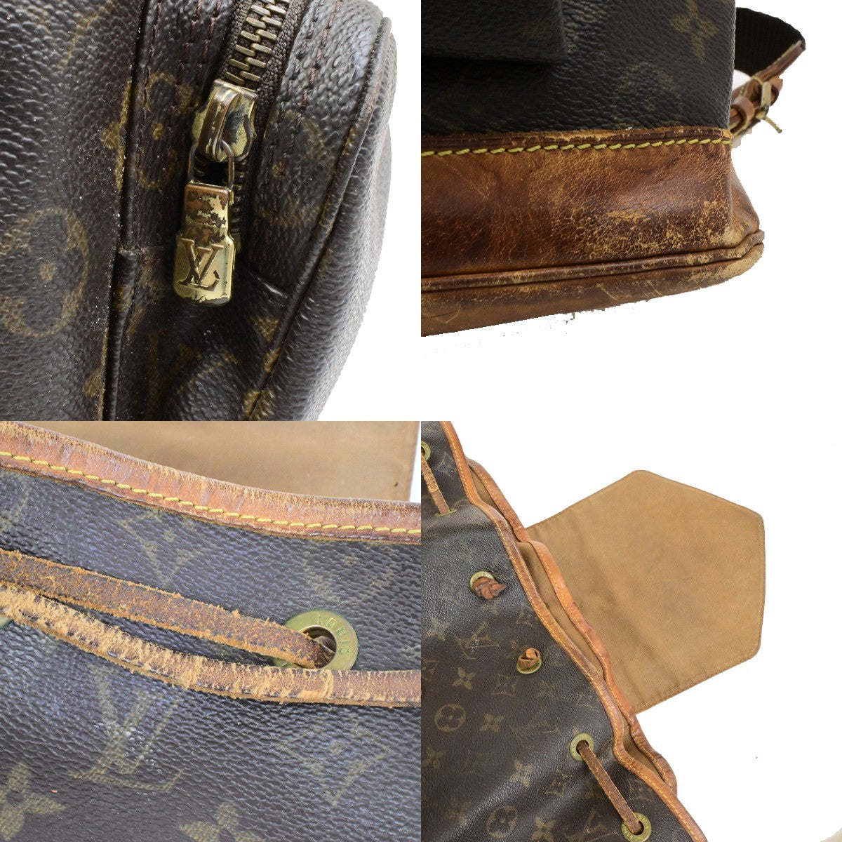 LOUIS VUITTON Montsouris GM Backpack Bag Monogram Leather Brown M51135 33YH110