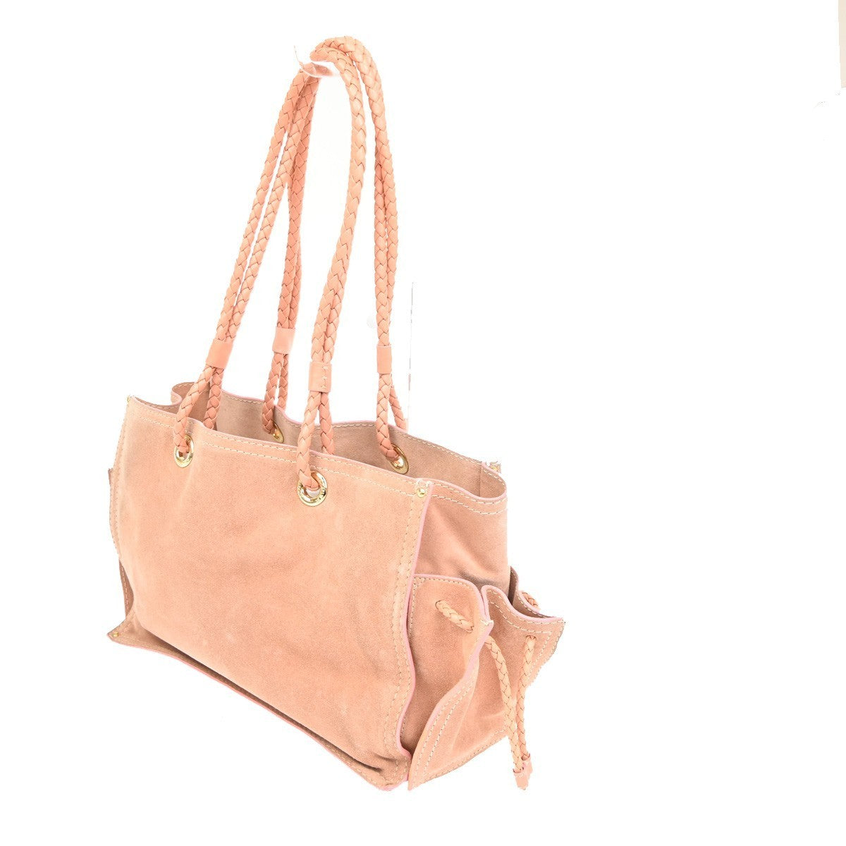 LOEWE Logo Crown Tote Shoulder Hand Bag Suede Skin Leather Pink GHW 72CA703
