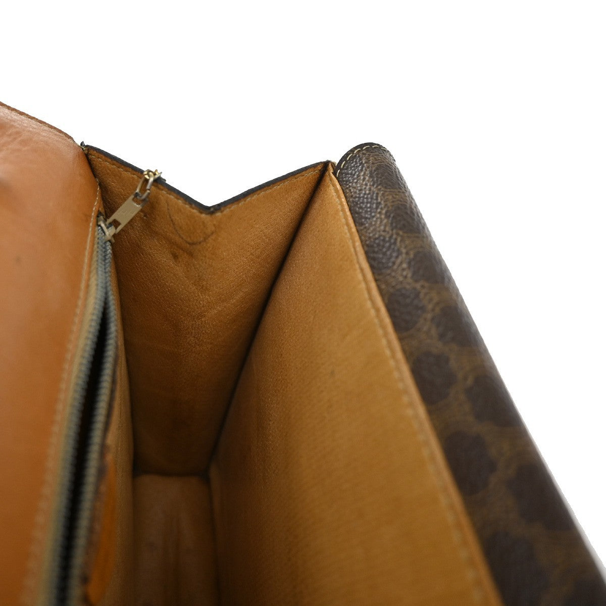 CELINE Logo Macadam Pattern Hand Bag PVC Leather Brown GHW Italy 61KB708