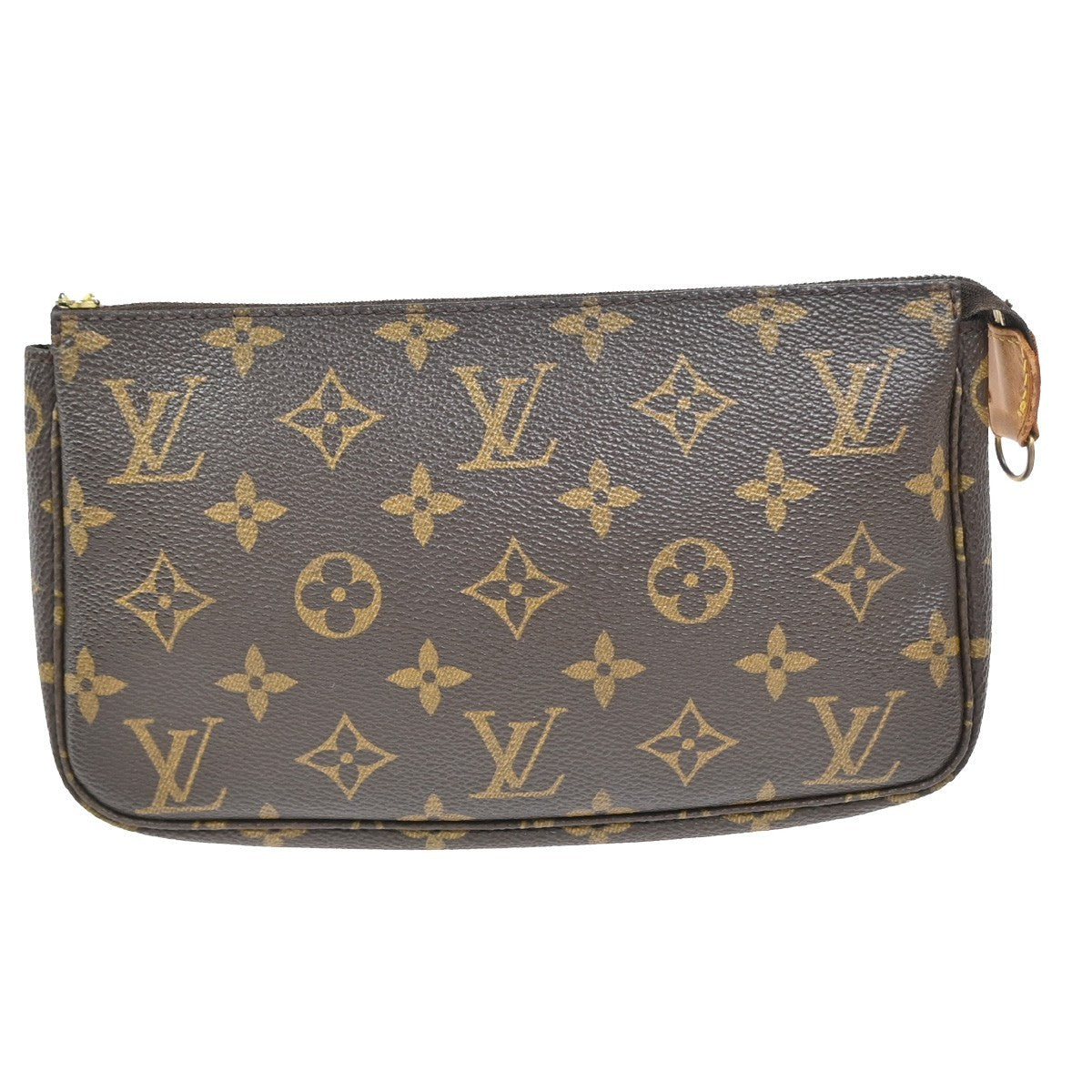 LOUIS VUITTON 2 Set Pochette Accessoires Hand Bag Monogram Leather Brown 62CA917