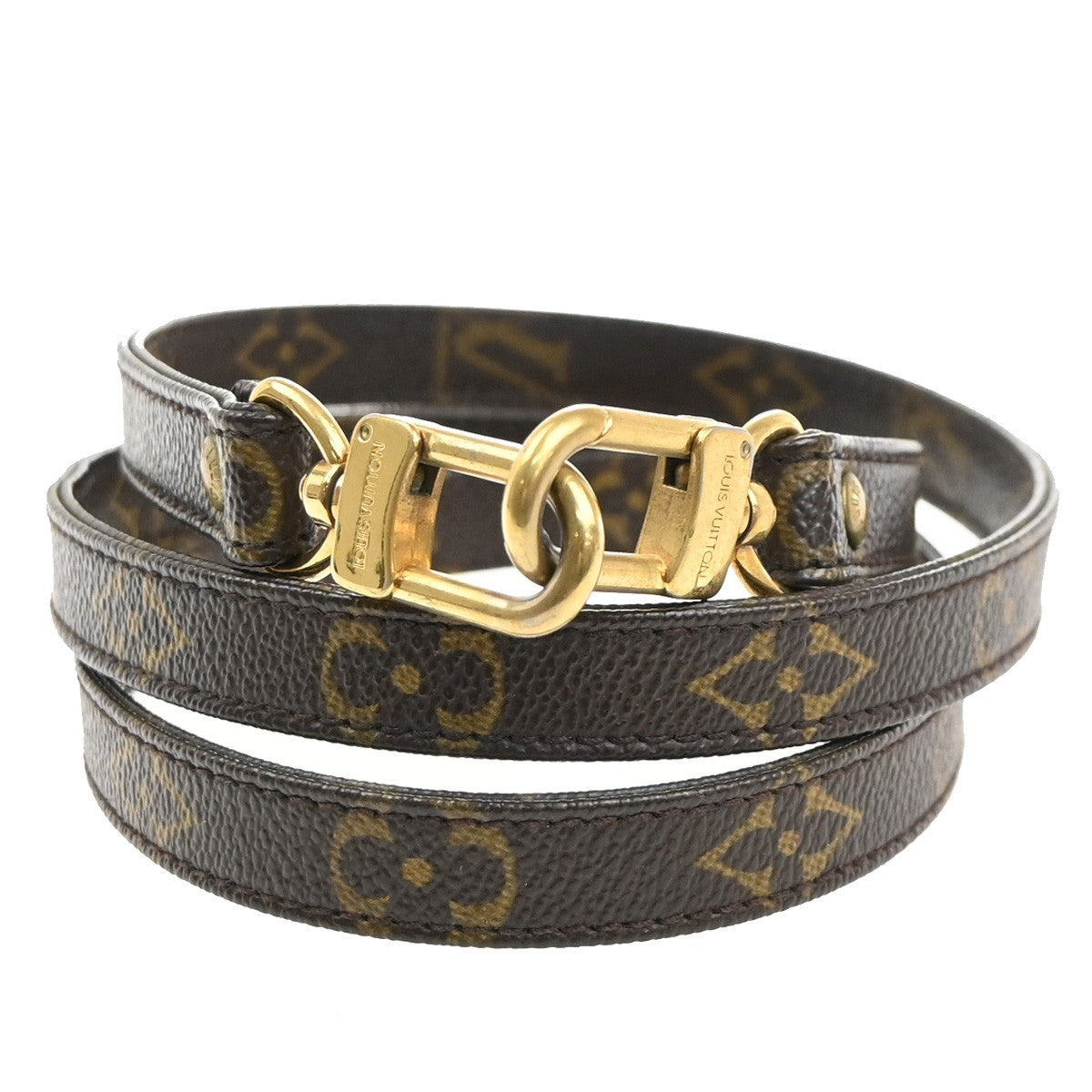 LOUIS VUITTON Shoulder Strap Monogram Leather Brown GHW Bag Accessory 05MA240