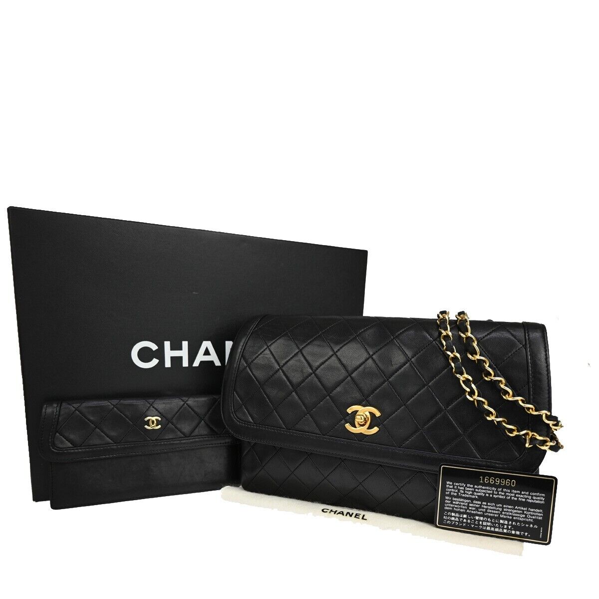 CHANEL CC Logo Matelasse Chain Shoulder Bag Leather Black GHW Vintage 340RJ283