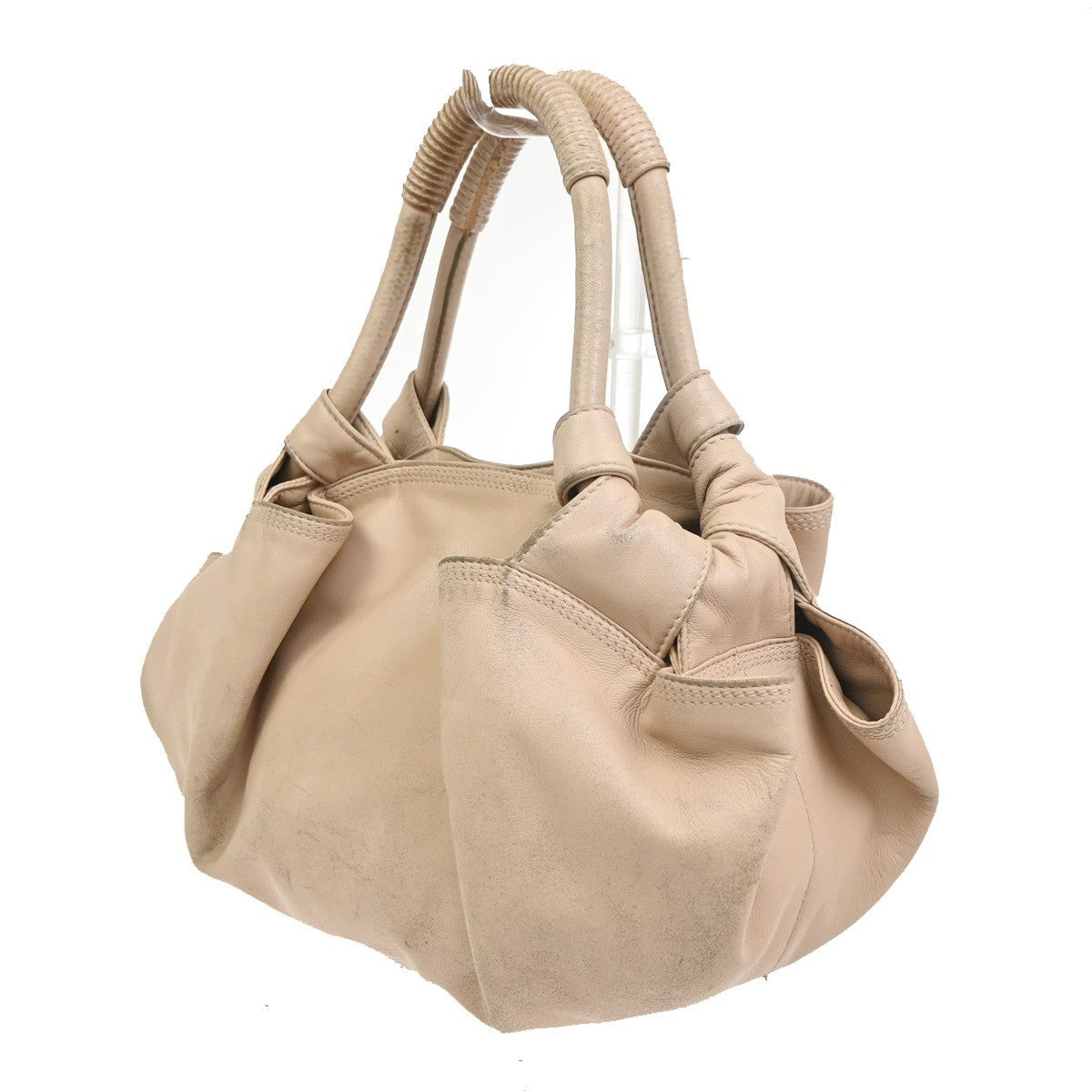 LOEWE Logo Anagram Hobo Shoulder Hand Bag Leather Beige Spain GHW 30CA772