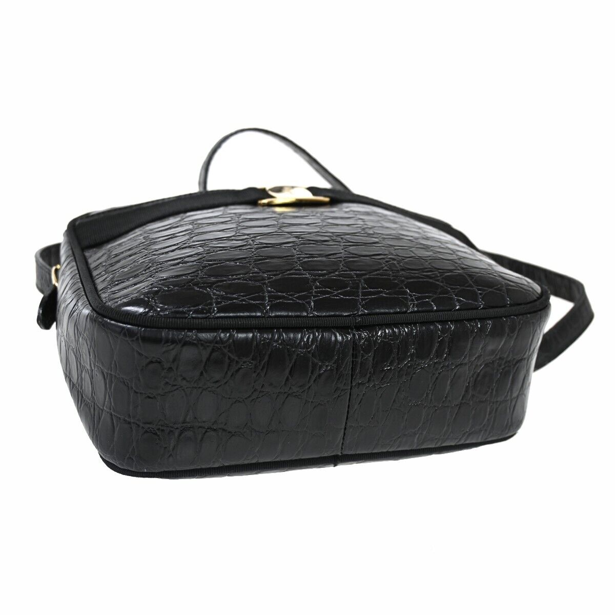 SALVATORE FERRAGAMO Vara Crossbody Shoulder Bag Embossing Leather Black 61SH200