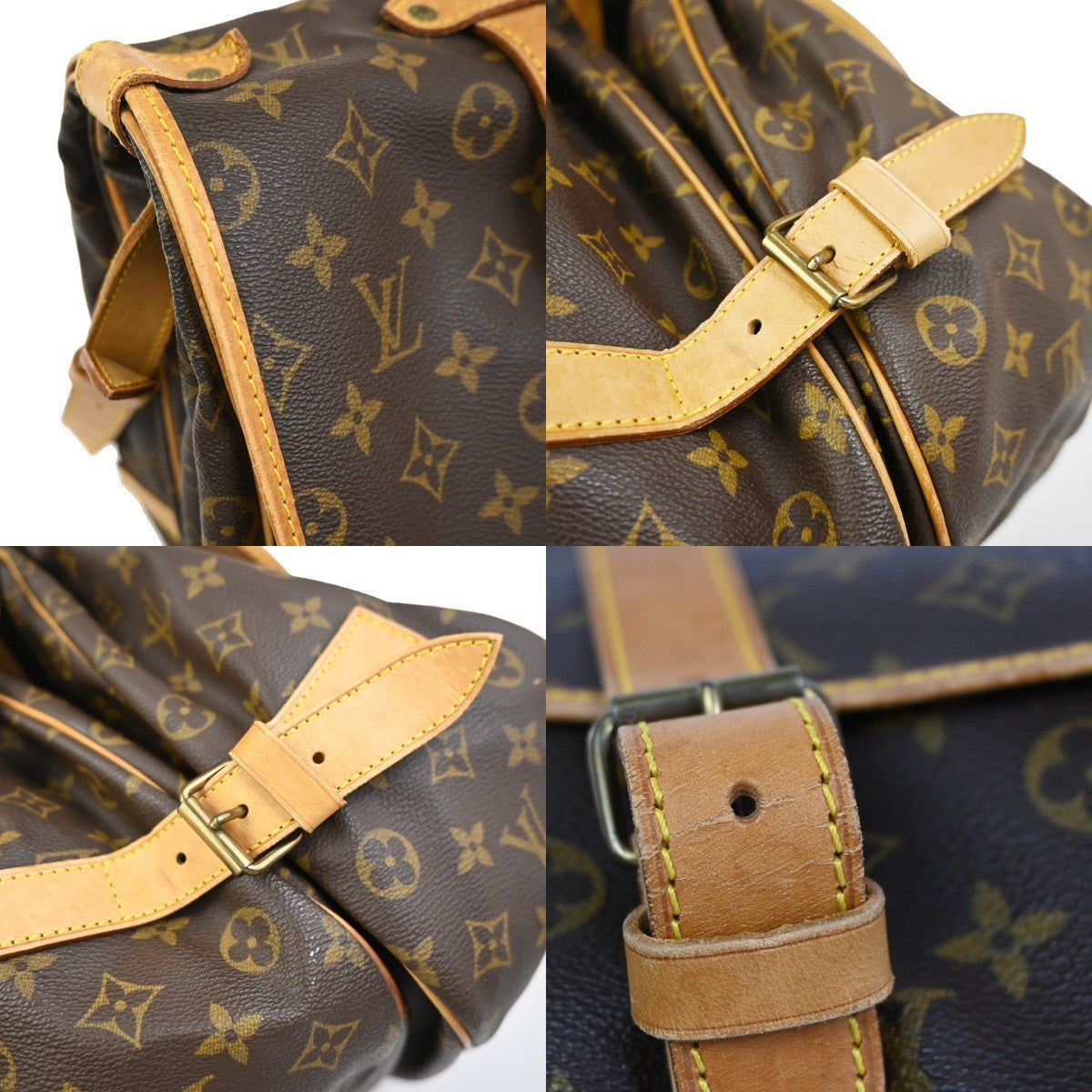 LOUIS VUITTON Logo Saumur 43 Shoulder Bag Monogram Leather Brown M42252 12YH900
