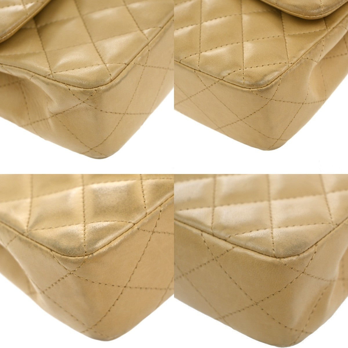 CHANEL CC Logo Matelasse Chain Shoulder Bag Leather Beige GHW 332RP020