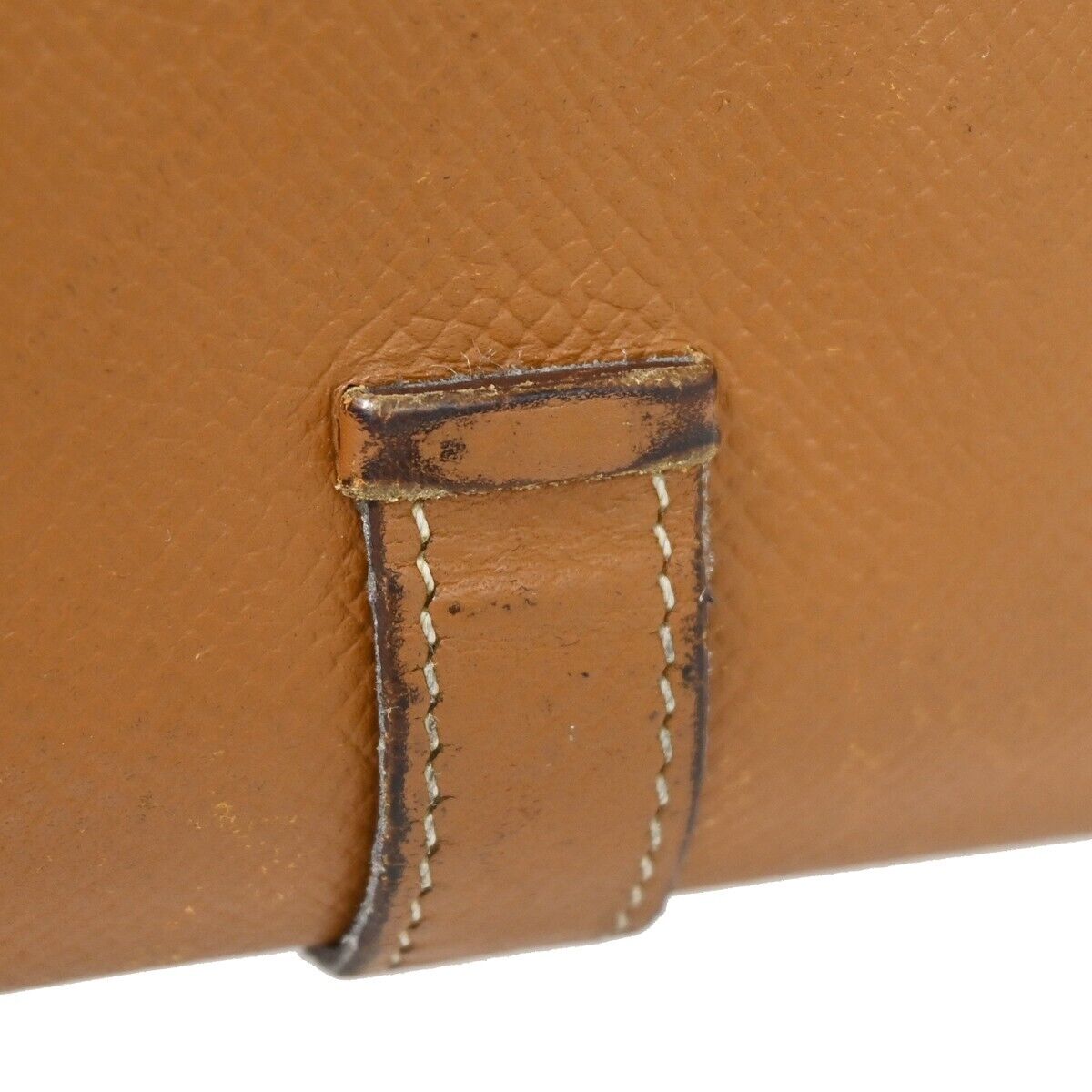 HERMES Logo Bearn Long Trifold Wallet Purse Chevre Leather Brown France 36GA820