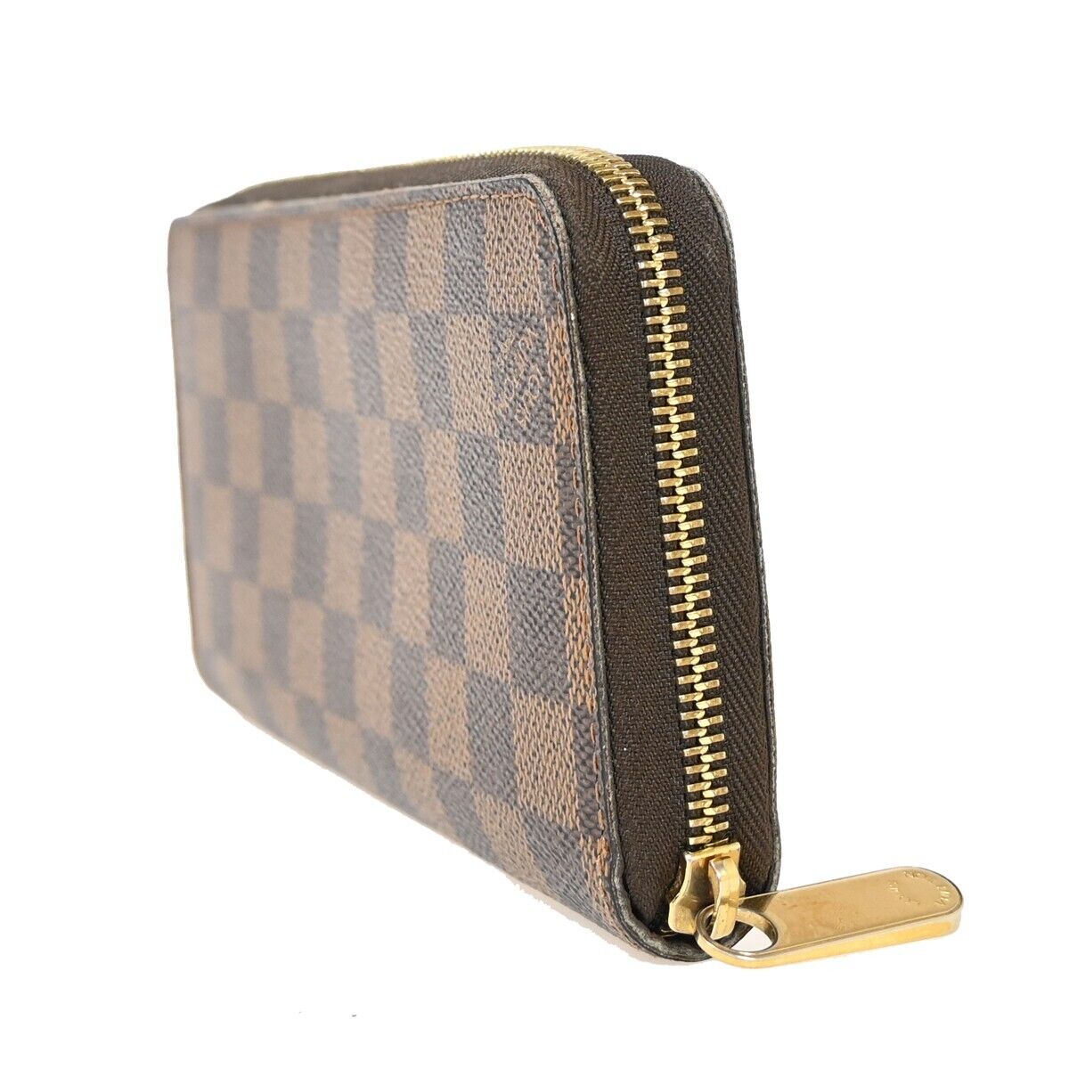 LOUIS VUITTON Zippy Wallet Long Bifold Purse Damier Leather Brown N60015 35FA146