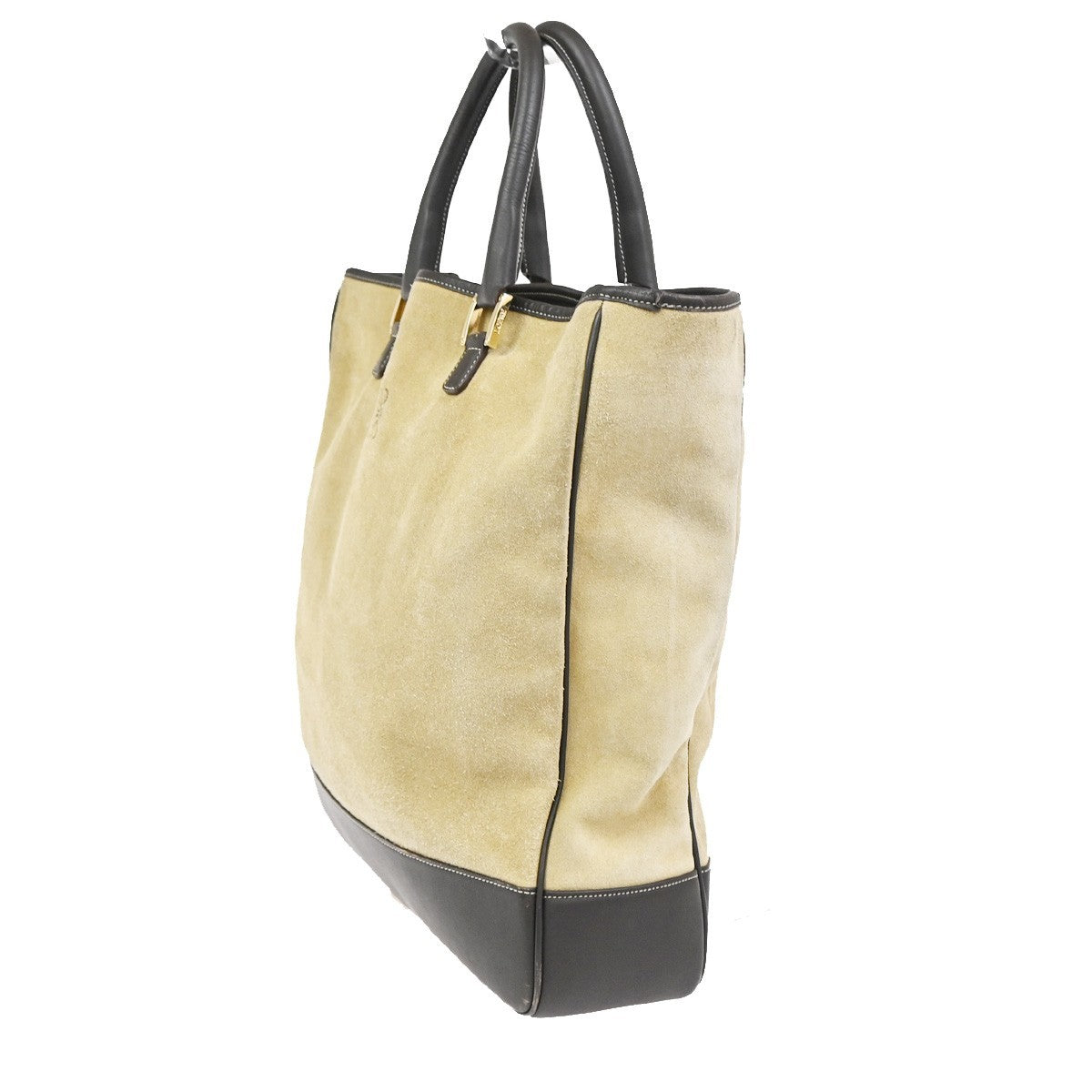 LOEWE Logo Anagram Large Hand Tote Bag Suede Leather Beige GHW Spain 85KC910