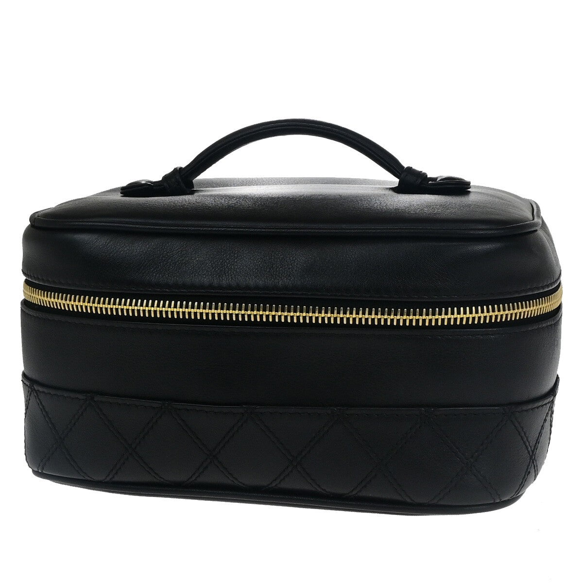 CHANEL CC Logo Bicolore Vanity Hand Bag Leather Black GHW Italy 77RK577