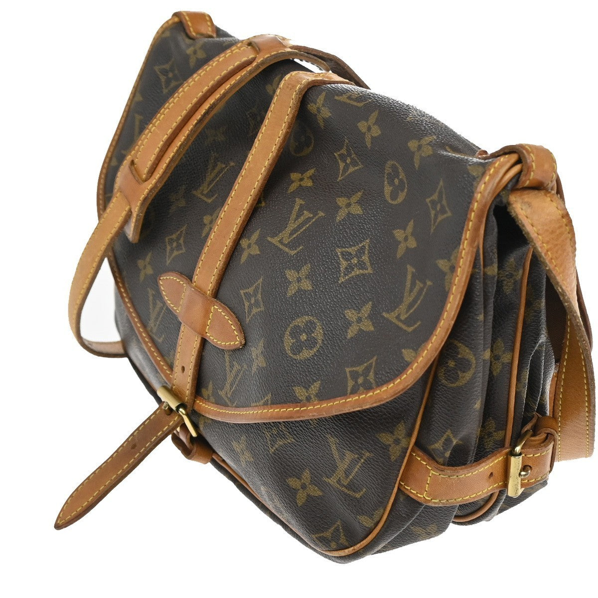 LOUIS VUITTON Logo Saumur 30 Shoulder Bag Monogram Leather Brown M42256 18TA319