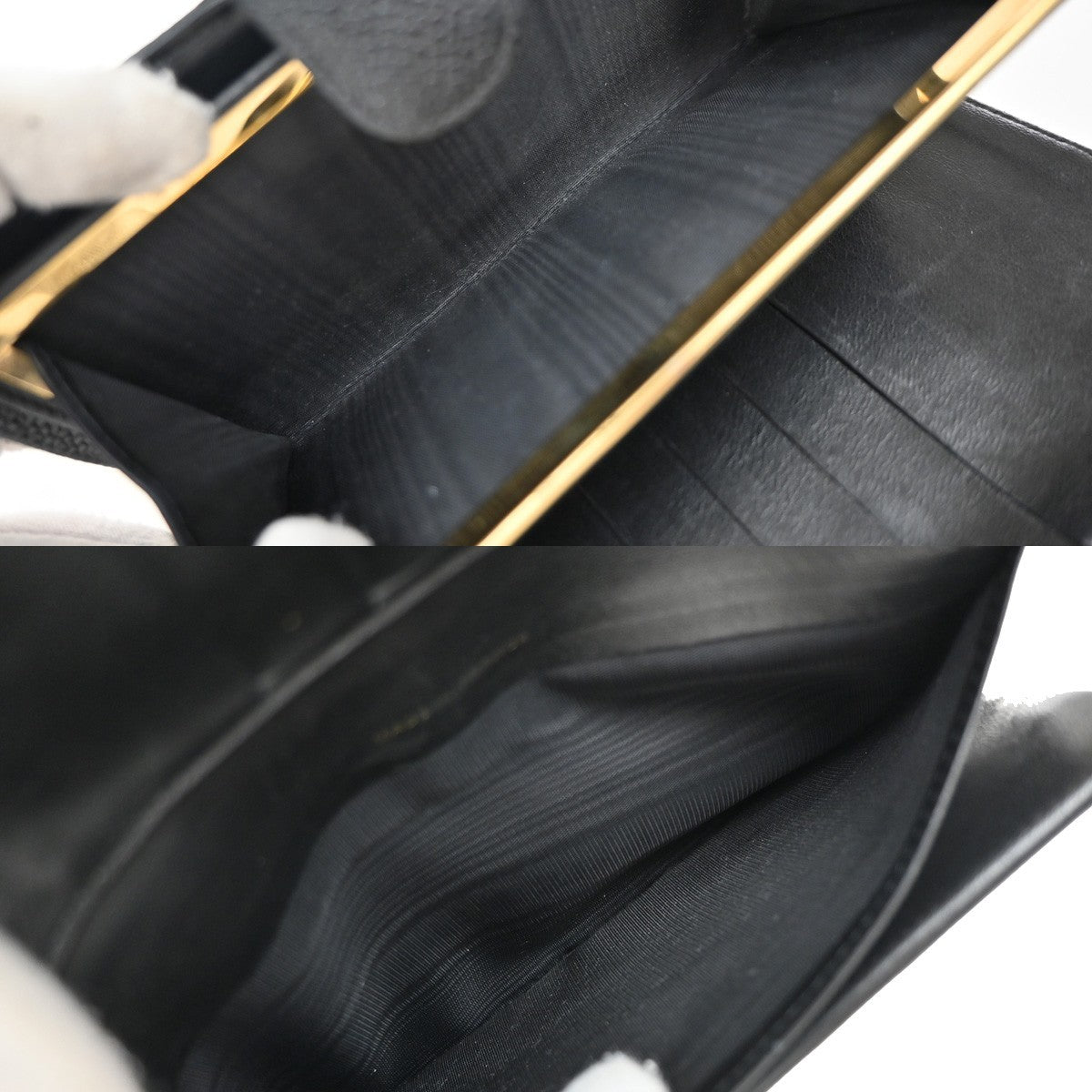 CHANEL CC Logo Long Bifold Wallet Grained Calfskin Leather Black France 79RF778