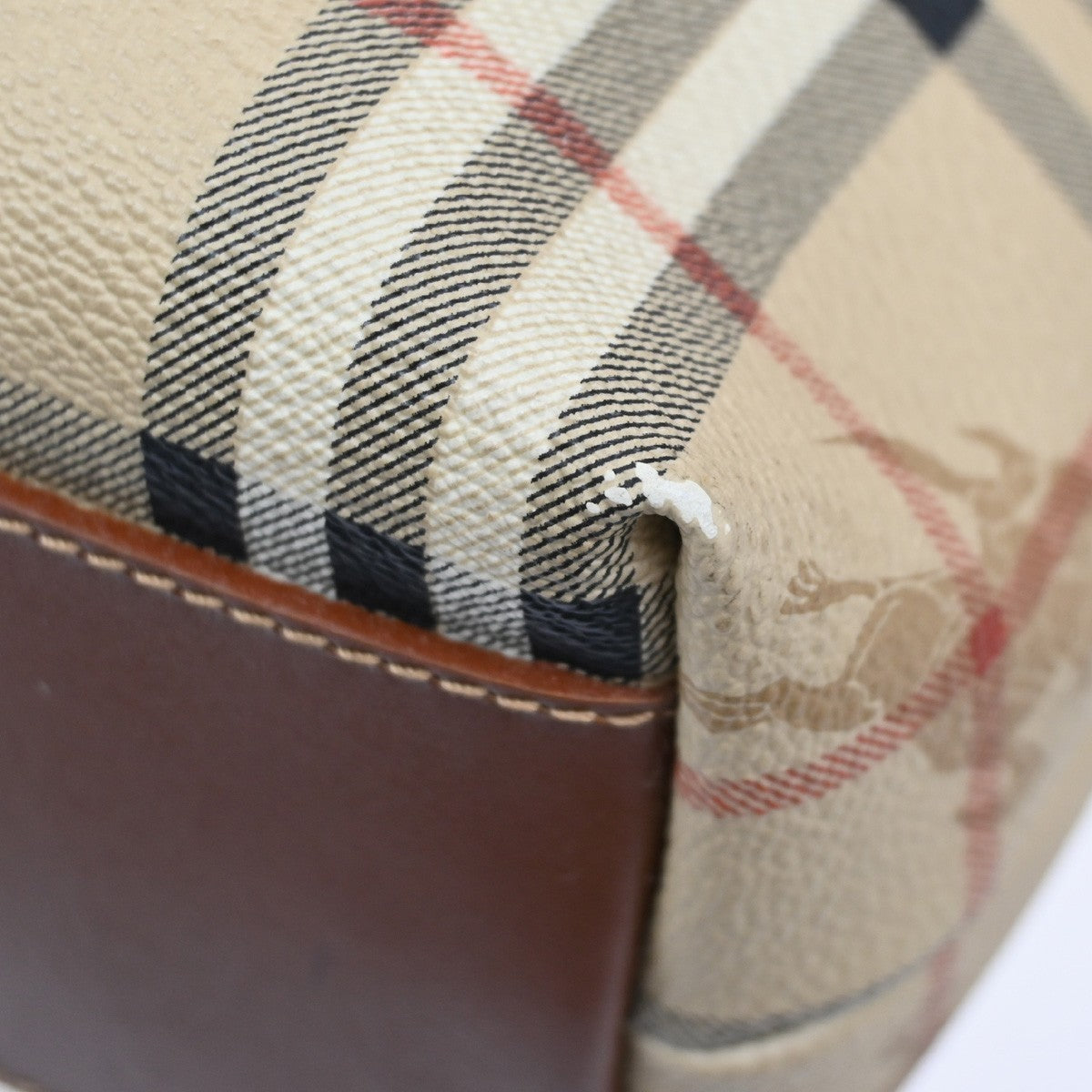 BURBERRY Logo Nova Check Shoulder Tote Bag PVC Leather Beige Italy  31TA070