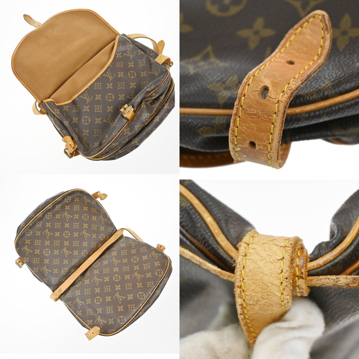 LOUIS VUITTON Logo Saumur 30 Shoulder Bag Monogram Leather Brown M42256 87EG368