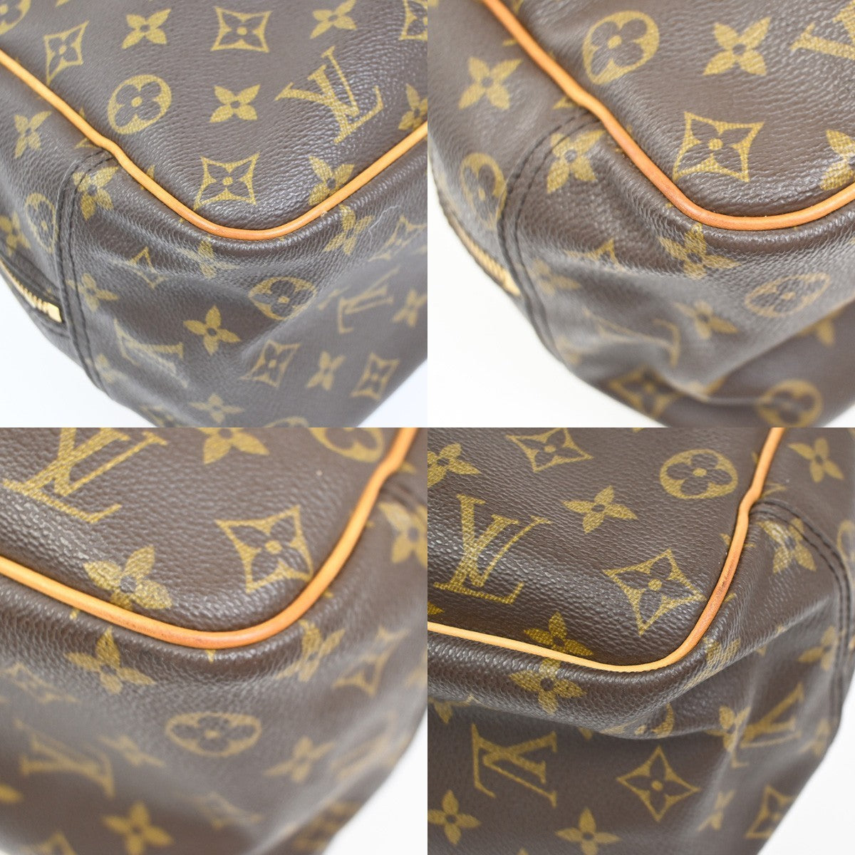 LOUIS VUITTON LV Logo Deauville Hand Bag Monogram Leather Brown M47270 76KC315