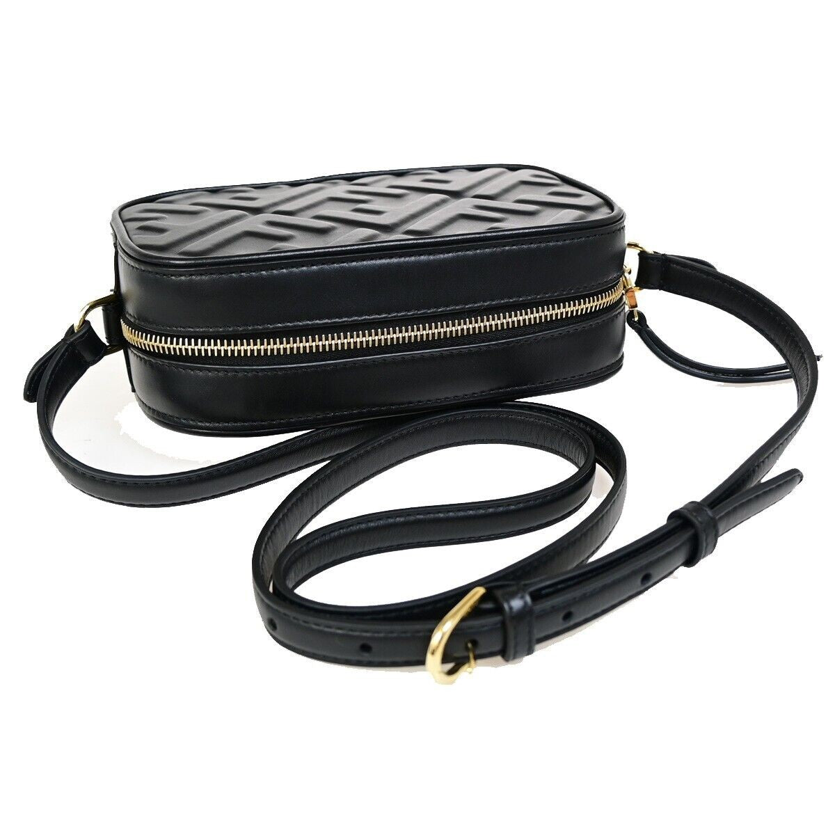 FENDI Zucca Pattern Camera Case Mini Shoulder Bag Embossing Leather BK 635RJ856