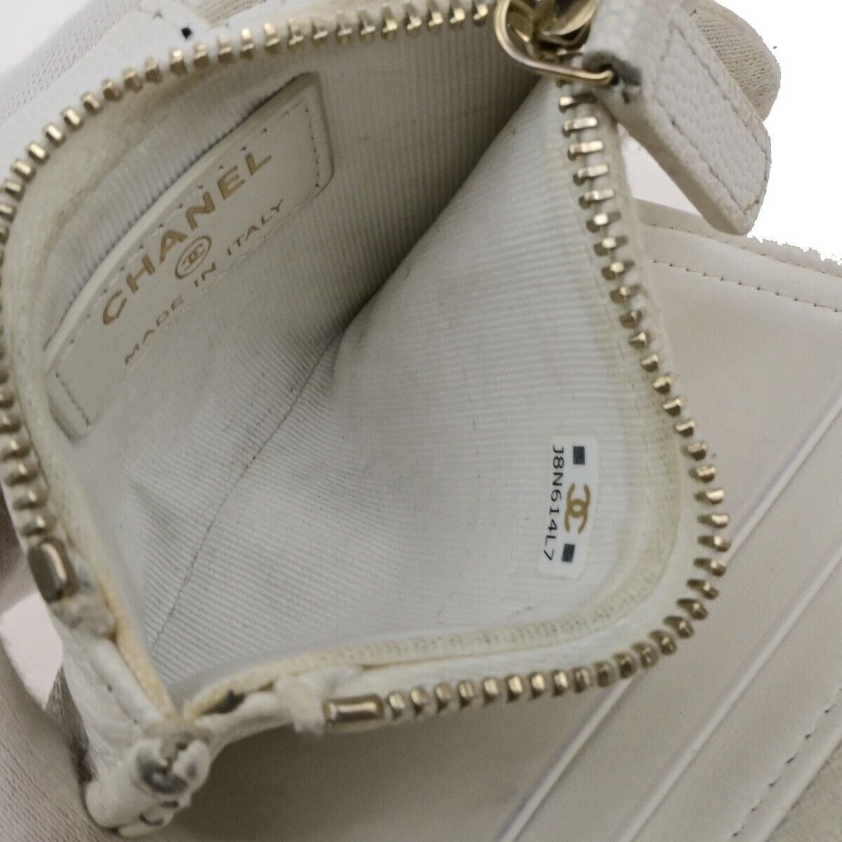 CHANEL CC Logo Bifold Compact Wallet Grained Calfskin Leather White GHW 30ED889