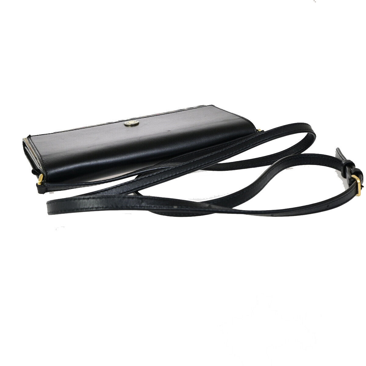 BURBERRY Logo Wallet Shoulder Bag Nova Check Leather PVC Black GHW 31SJ436