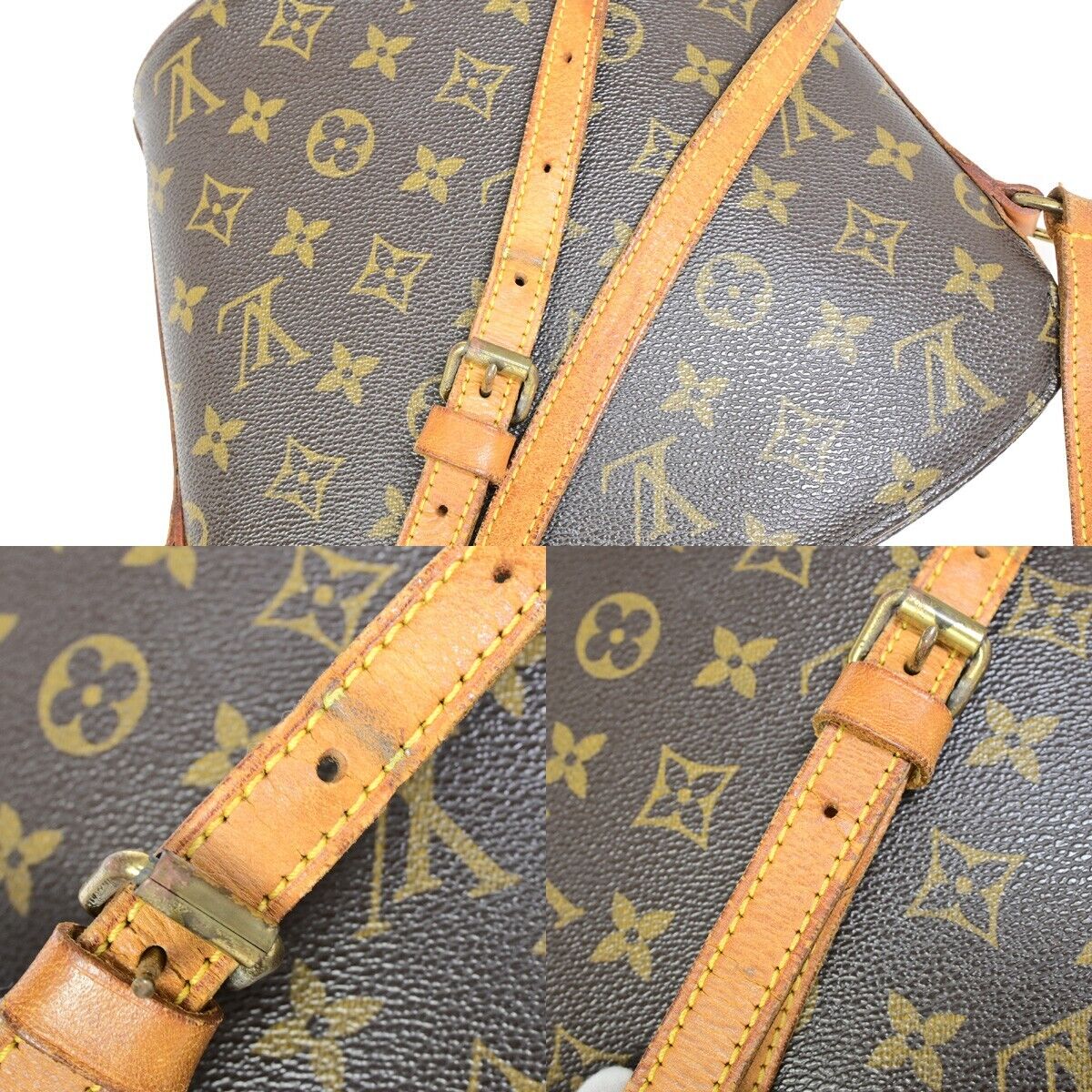 LOUIS VUITTON Logo Drouot Shoulder Bag Monogram Leather Brown M51290 31EB534