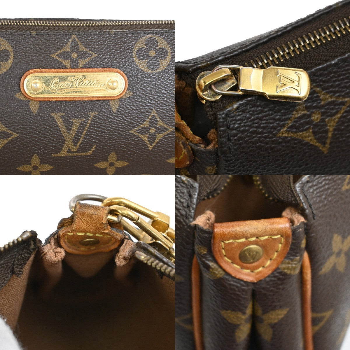 LOUIS VUITTON Eva 2Way Chain Shoulder Bag Monogram Leather Brown M95567 99EF312