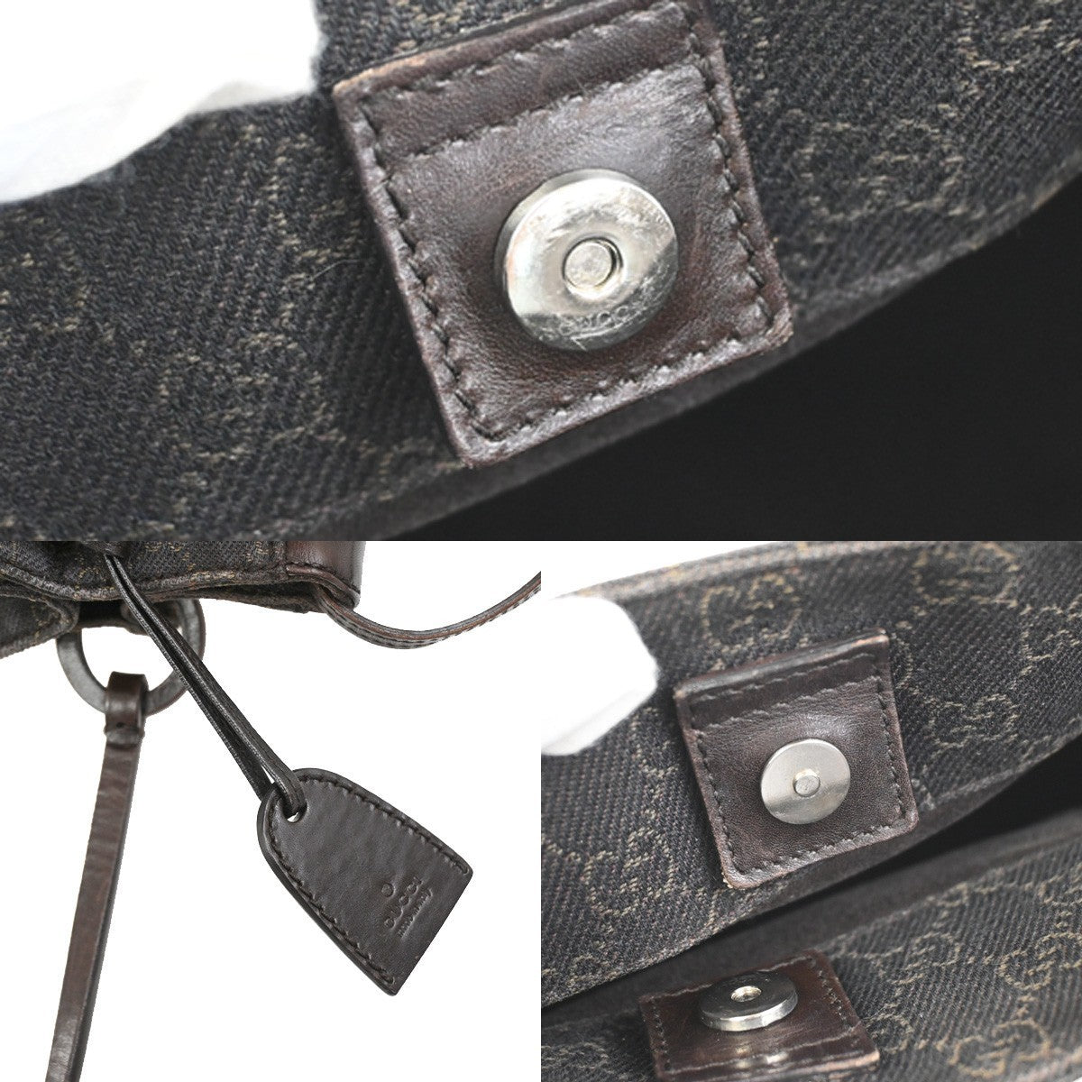 GUCCI Logo GG Pattern Shoulder Bag Canvas Leather Brown SHW Italy 04TA603