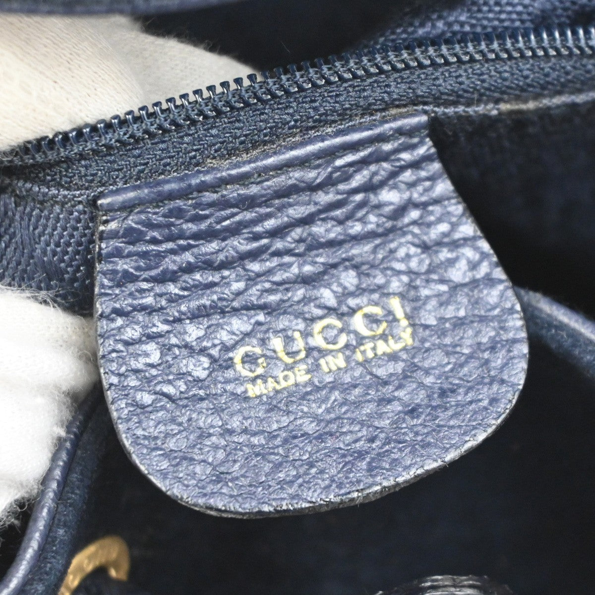 GUCCI Bamboo Logo 2way Back Pack Bag Suede Leather Navy Blue GHW Italy 38MA494