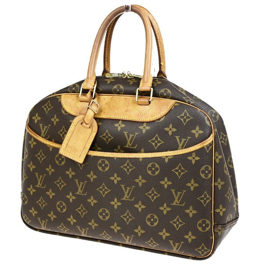 LOUIS VUITTON LV Logo Deauville Hand Bag Monogram Leather Brown M47270 34FB199
