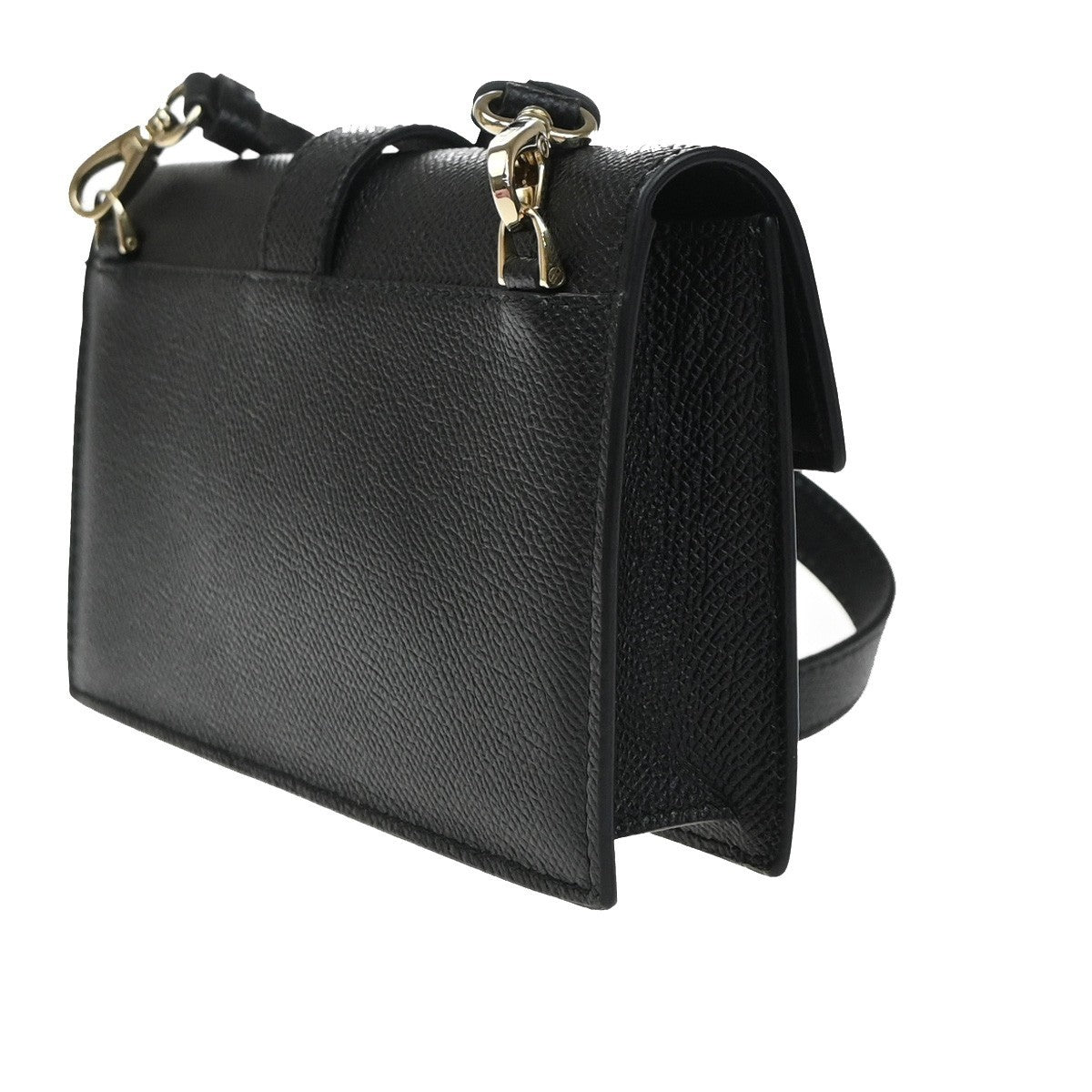 SALVATORE FERRAGAMO Logo Gancini Mini Shoulder Bag Leather Black GHW 37YH951