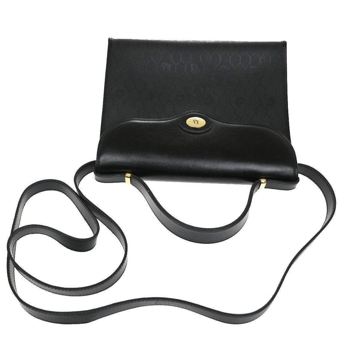 CHRISTIAN DIOR Honeycomb Logo 2Way Shoulder Hand Bag PVC Leather GHW BK 35CA377
