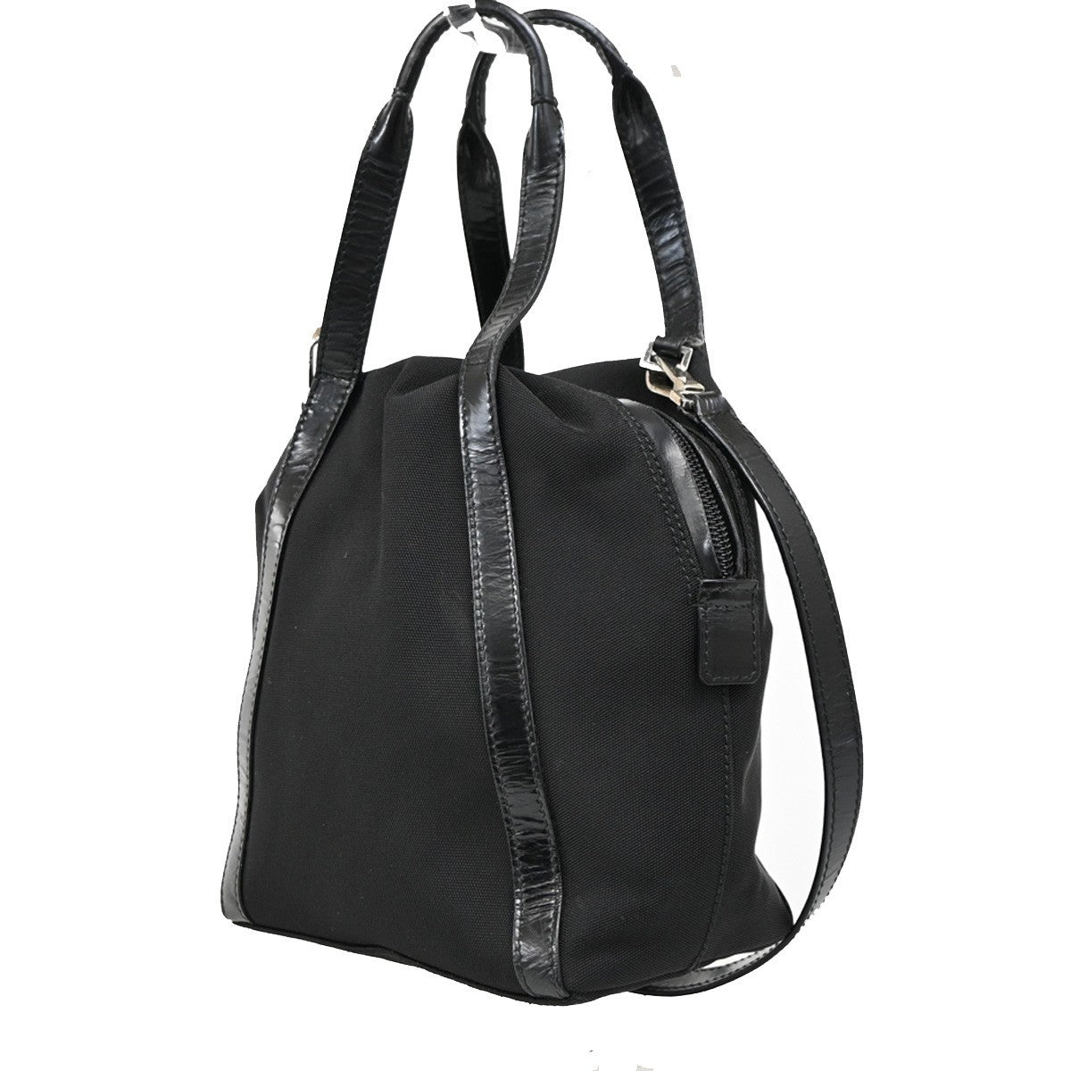 GUCCI 2Way Shoulder Hand Bag Nylon Black Sliver Italy 09DA133