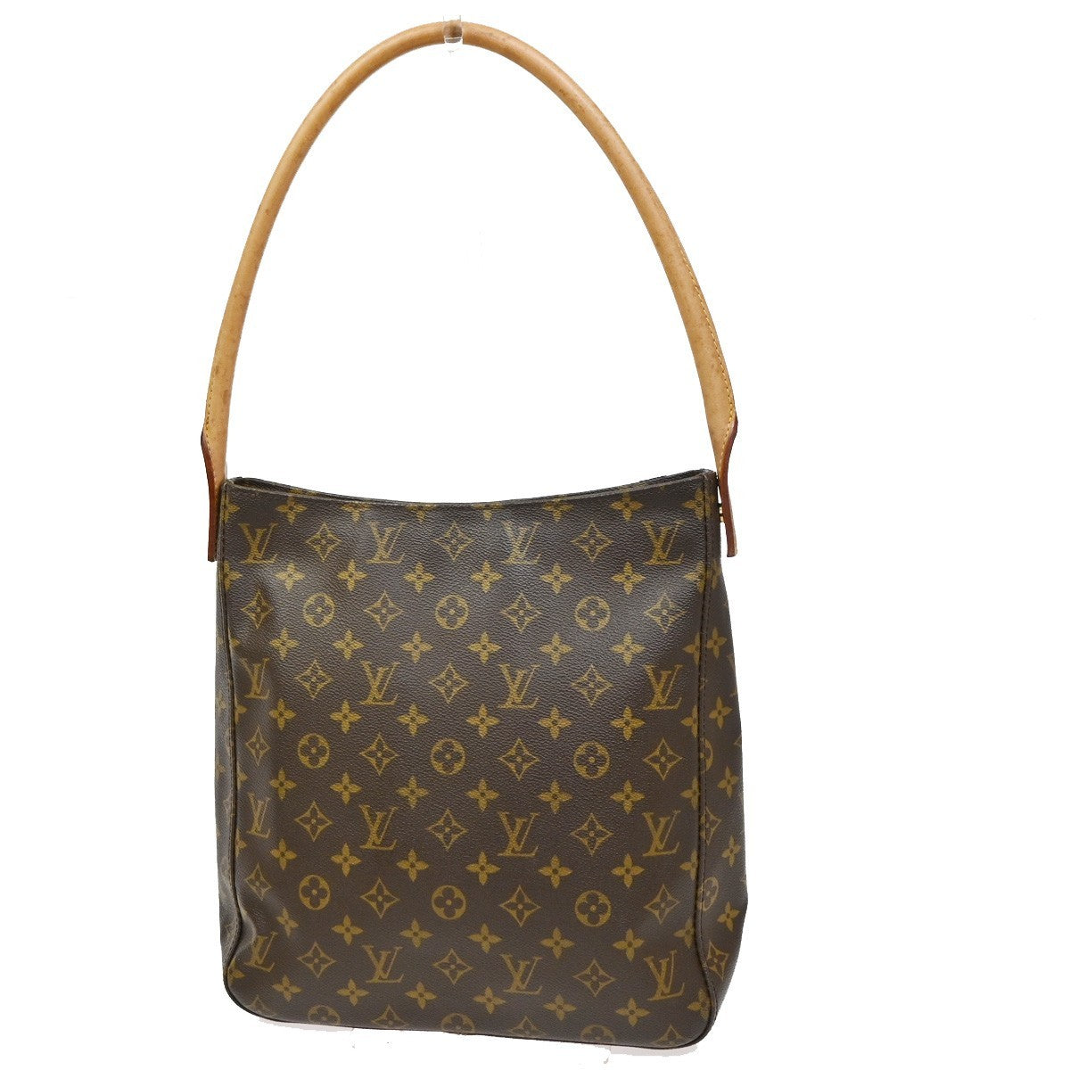 LOUIS VUITTON Logo Looping GM Shoulder Bag Monogram Leather Brown M51145 72CA723