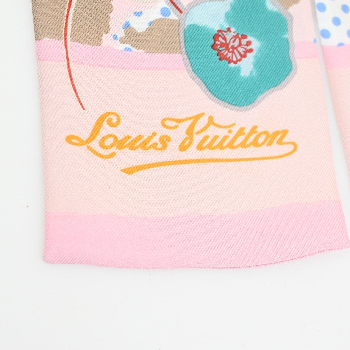 LOUIS VUITTON Bando Retro Flower Scarf Morning glory Silk 100% PK M75214 65TA691