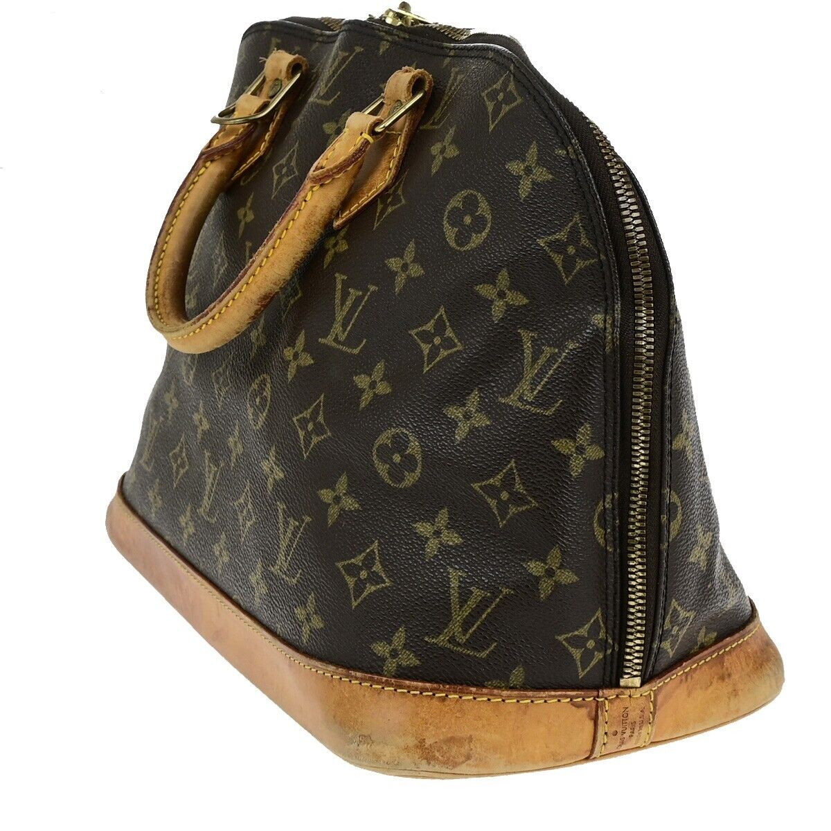LOUIS VUITTON LV Logo Alma Hand Bag Monogram Leather Brown U.S.A. M51130 69SJ593
