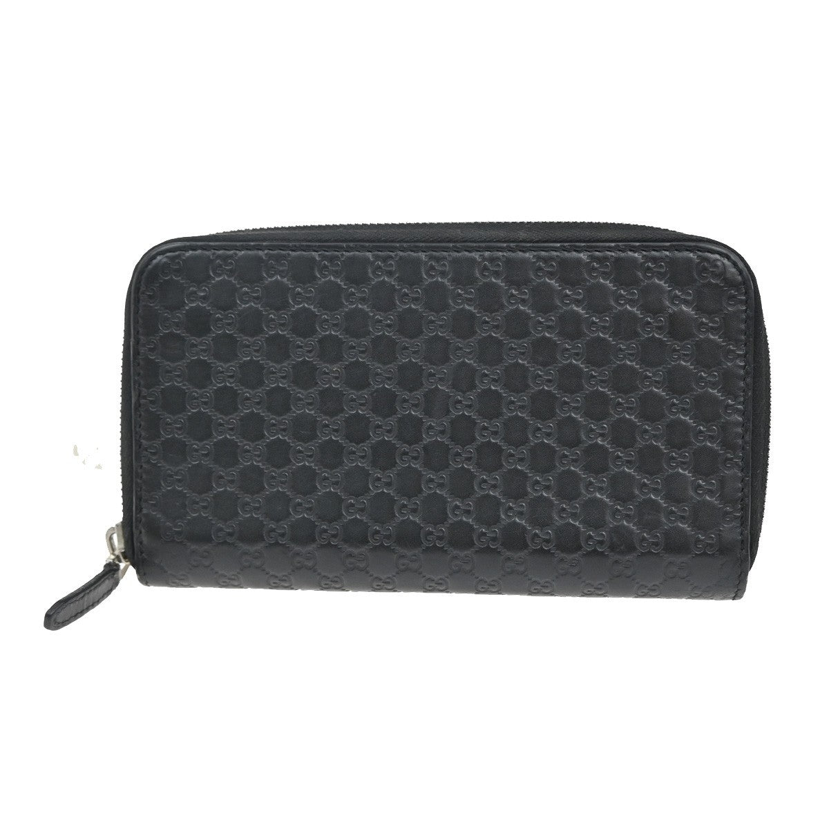 GUCCI Micro Guccissima GG Pattern Zip Around Long Wallet Leather Black 60KC208