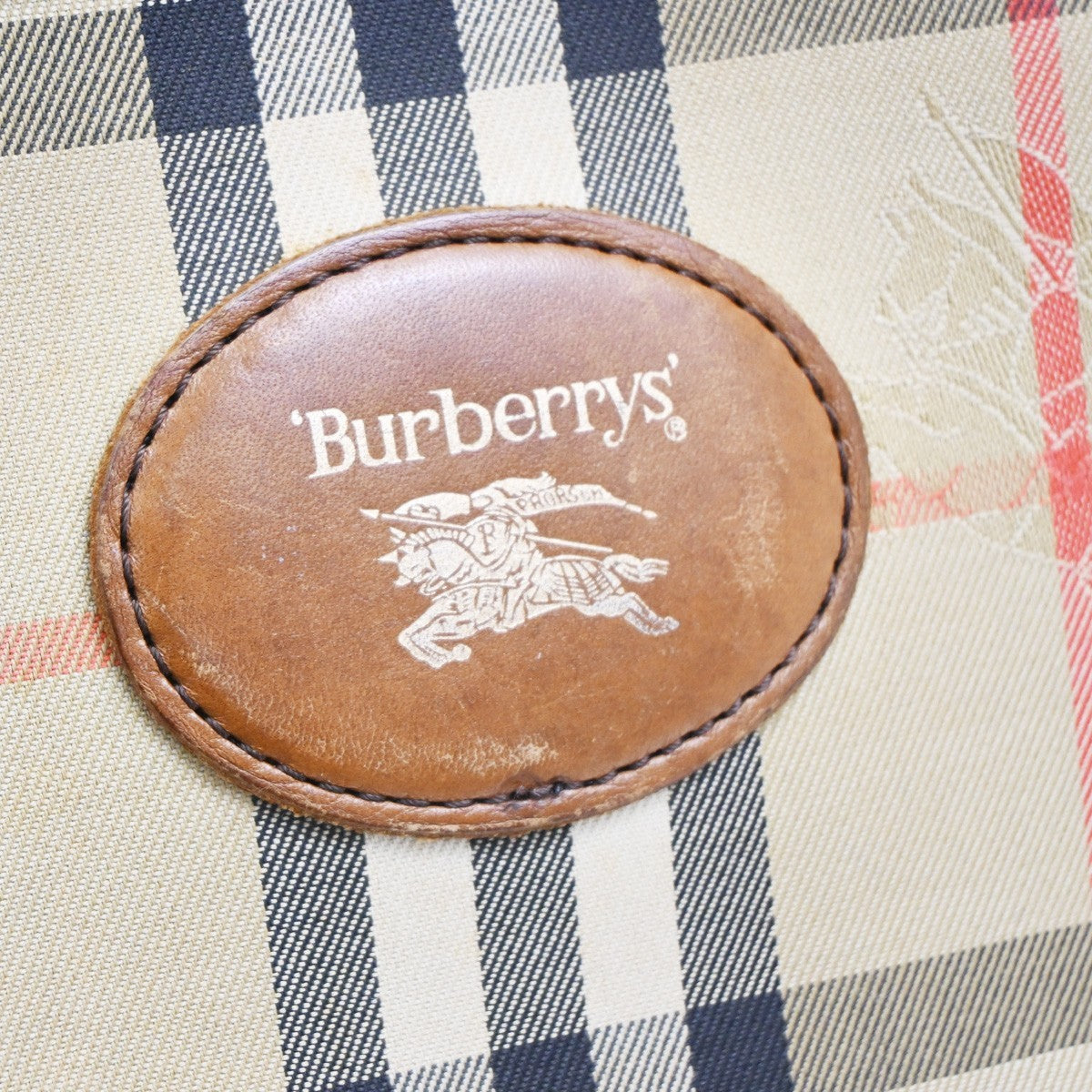 BURBERRYS Logo Nova Check Hand Bag Canvas Leather Beige Brown GHW 08CA549