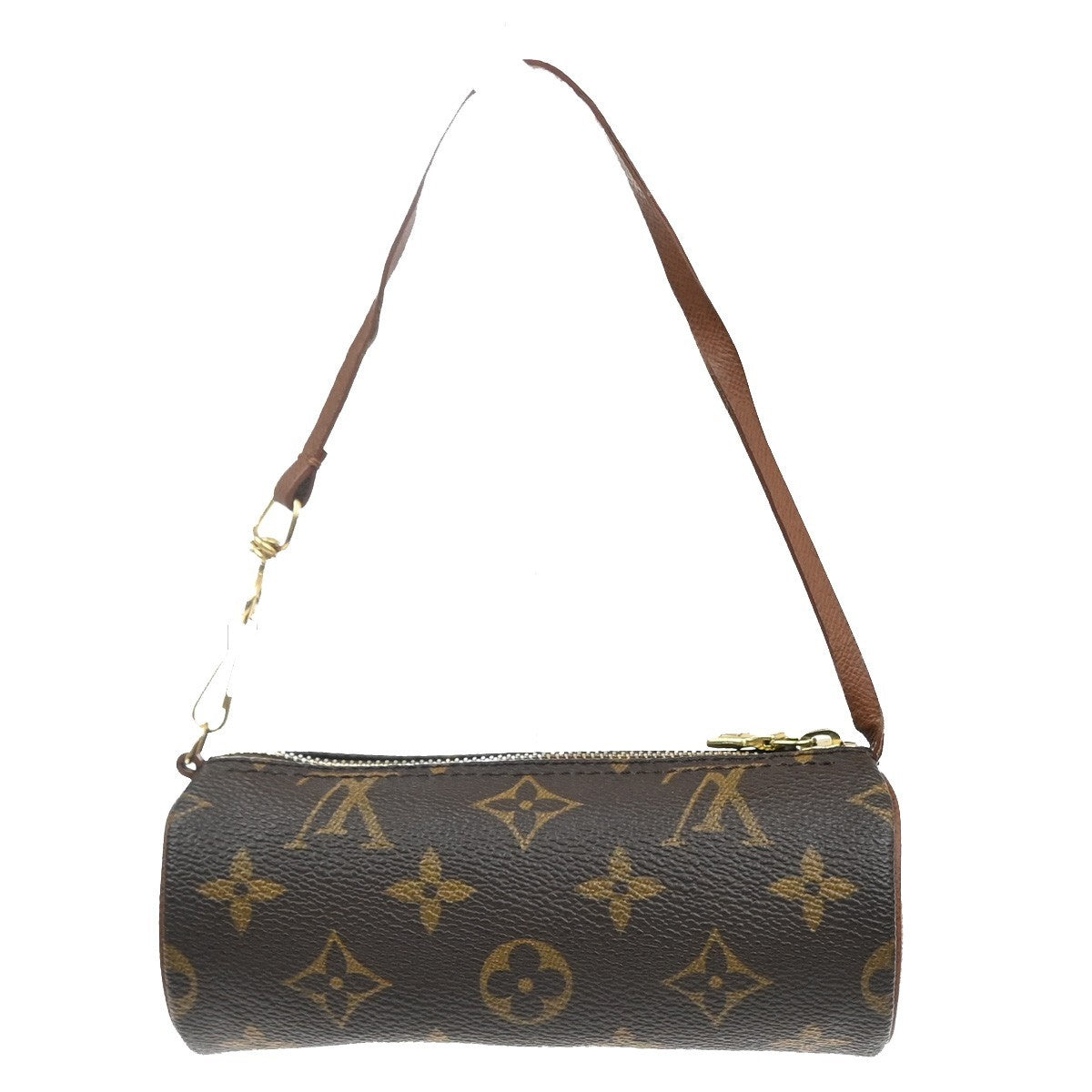 LOUIS VUITTON LV Papillon Pouch Bag Monogram Leather Brown France 38MA591