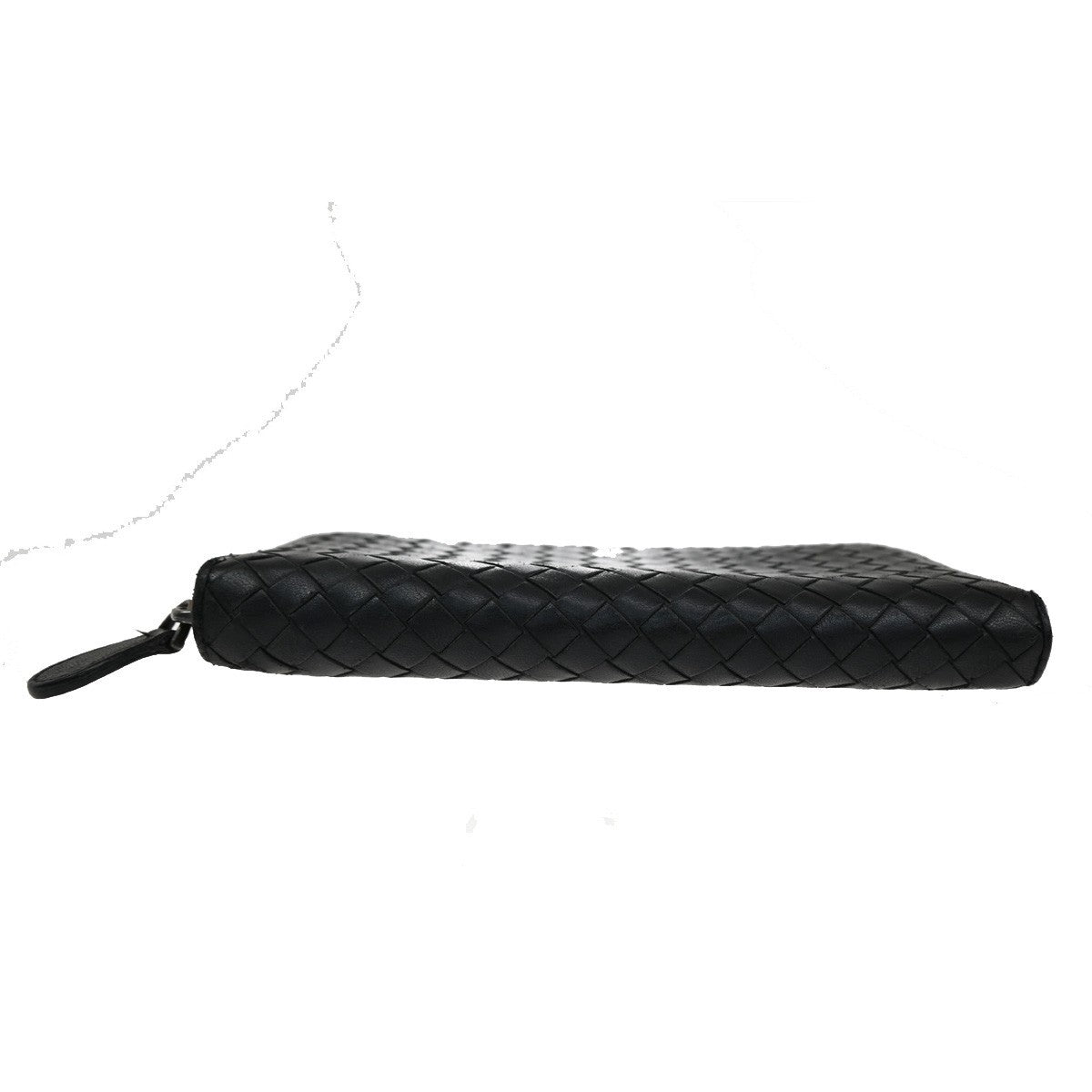BOTTEGA VENETA Logo Intrecciato Long Zipper Around Wallet Leather Black 09TA155