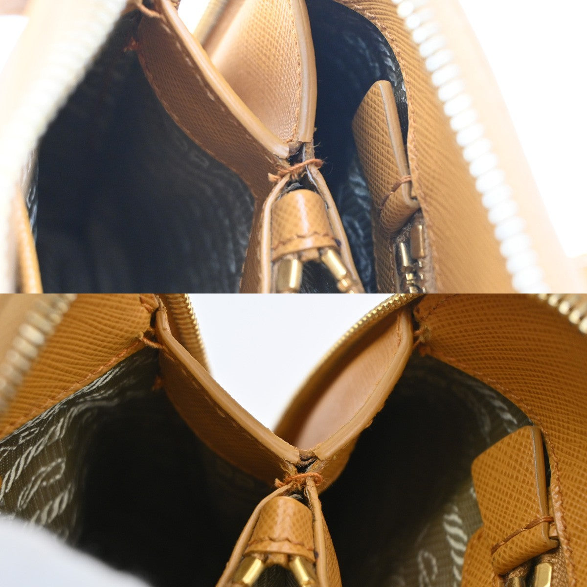 PRADA Logo Shoulder Hand Bag Saffiano Leather Yellow GHW Italy 76MA632