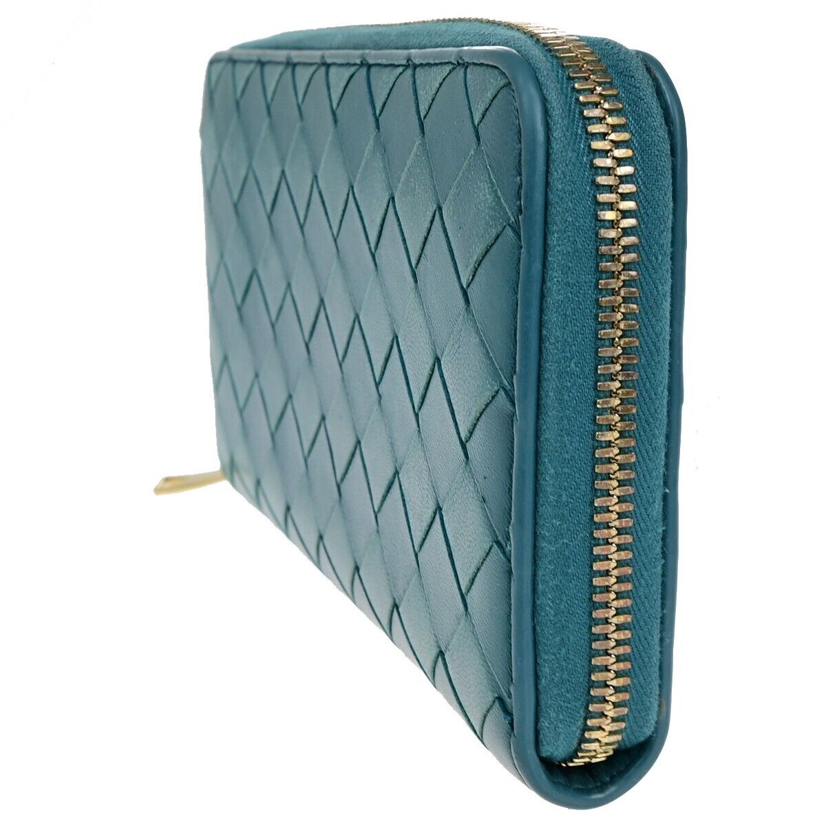 BOTTEGA VENETA Intrecciato Zipper Around Long Wallet Leather Green GHW 63EC896