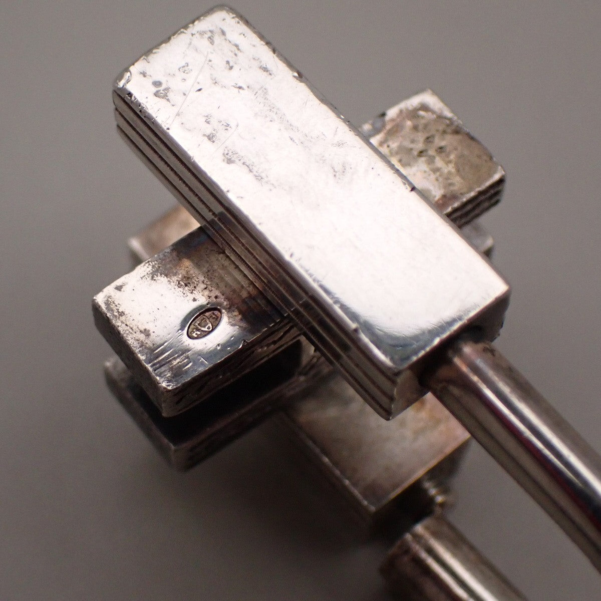 HERMES Logo Touareg H Cadena Padlock Bag Charm Silver 925 31RK897