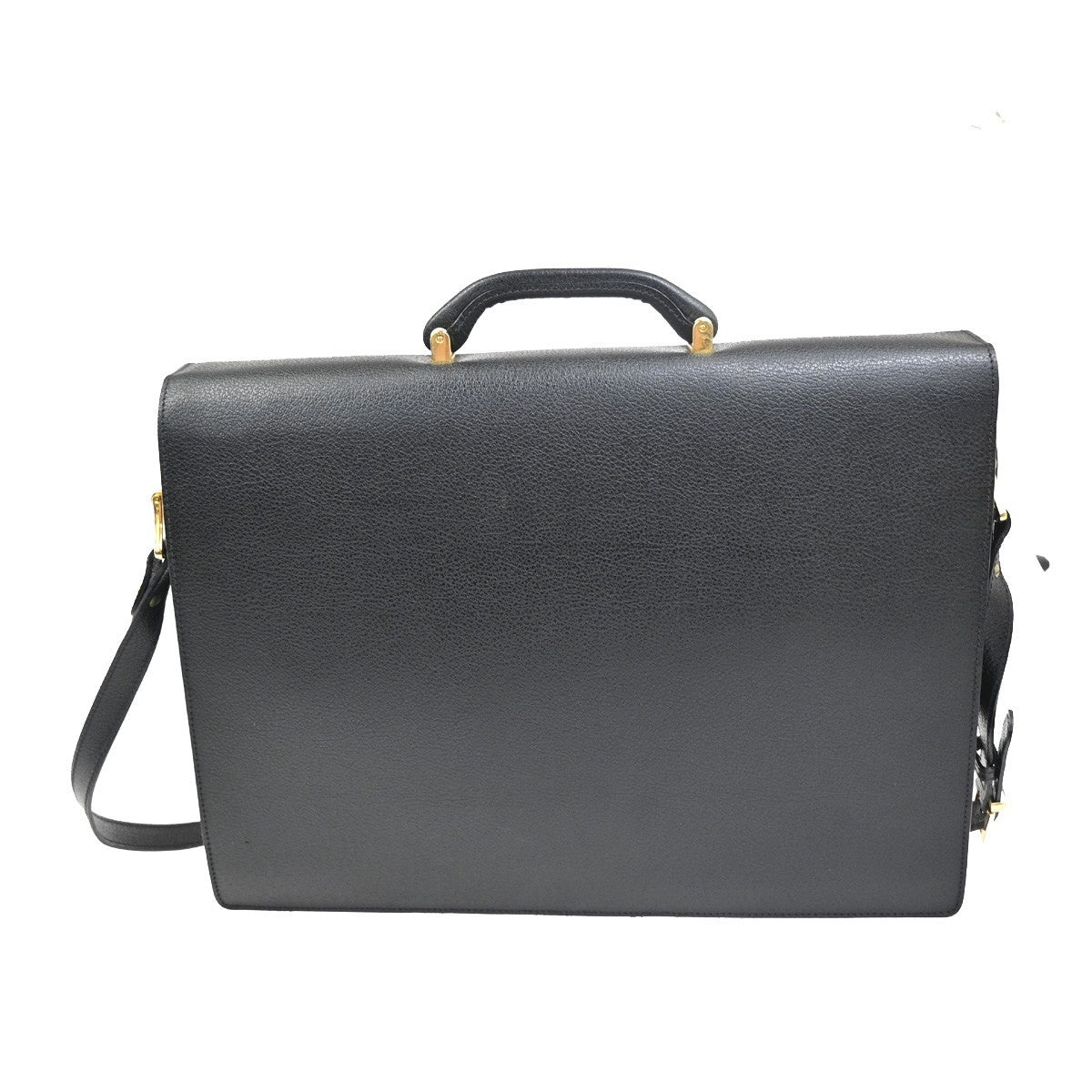 SALVATORE FERRAGAMO Logo 2way Brifecase Hand Bag Leather Black GHW Italy 63ZA157