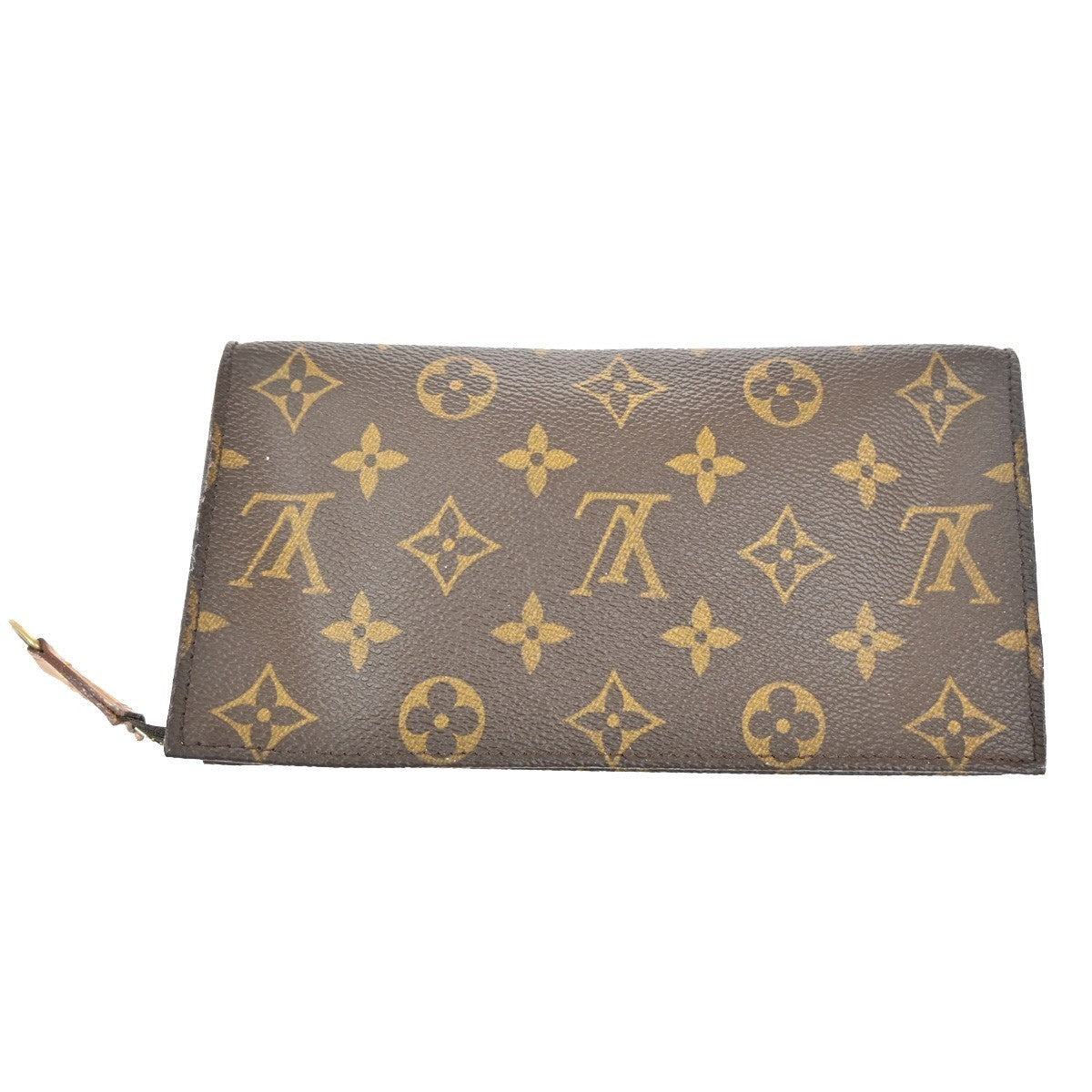 LOUIS VUITTON Logo BUCKET GM Pouch Bag Monogram Leather Brown France 05TA366