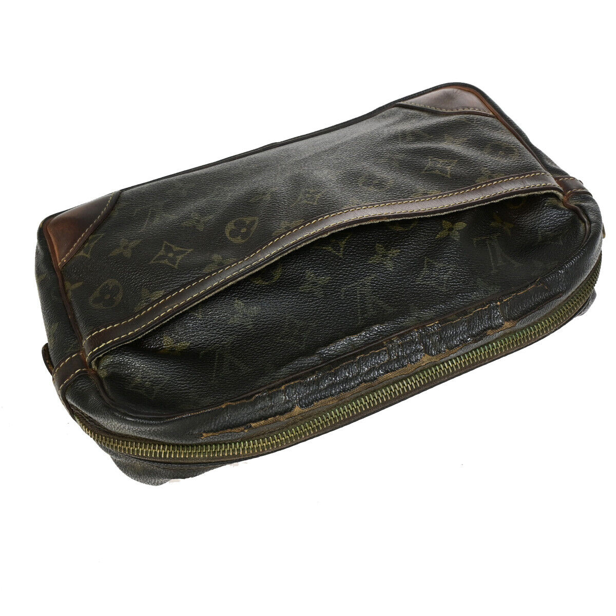 LOUIS VUITTON Compiegne 28 Clutch Hand Bag Monogram Leather Brown M51845 07SH991