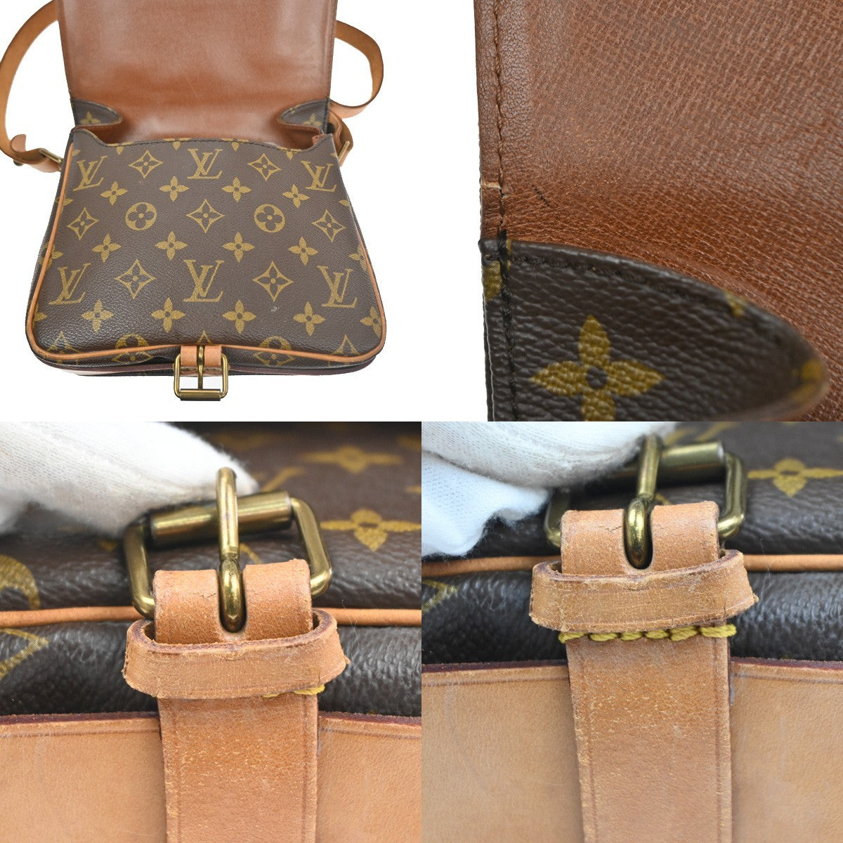 LOUIS VUITTON Cartouchiere MM Shoulder Bag Monogram Leather Brown M51253 82KD042