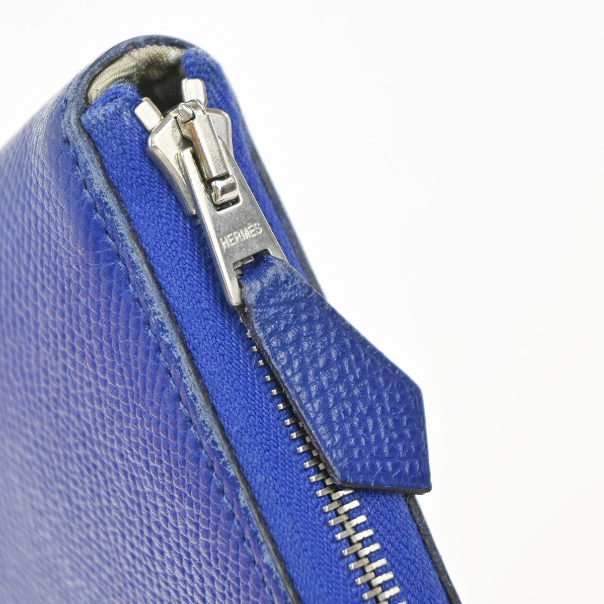 HERMES Azap Classique Long Zipper Wallet Silk In Epsom Leather Blue SHW 36RP162
