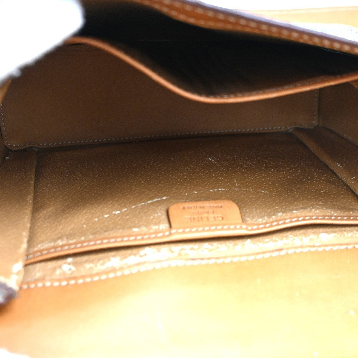 CELINE Macadam pattern Shoulder Bag PVC Leather Brown GHW 38TA402