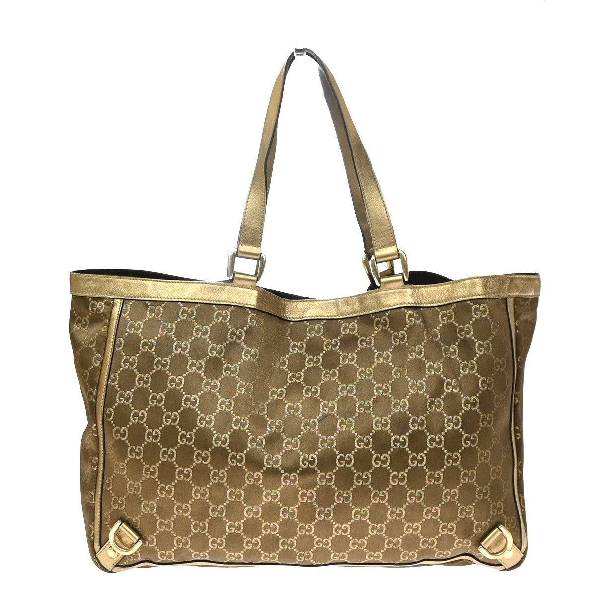 GUCCI Logo Abbey GG Pattern Shoulder Bag Satin Leather Brown GHW Italy 69YJ171