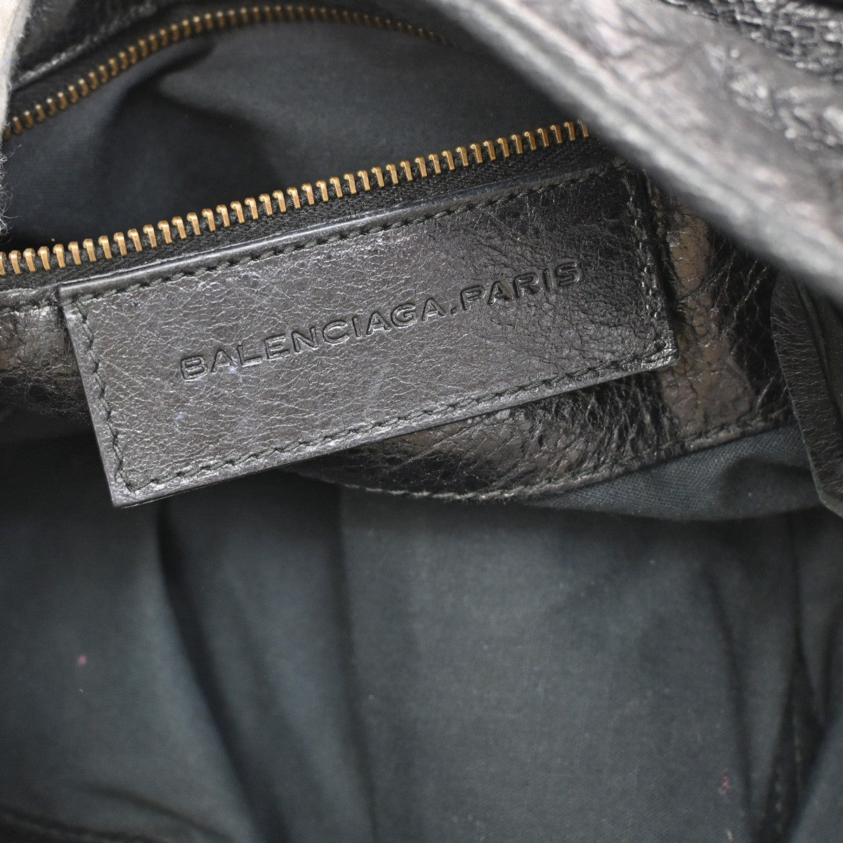 BALENCIAGA Logo The Sunday Shoulder Tote Hand Bag Leather Black Mirror 70YH628