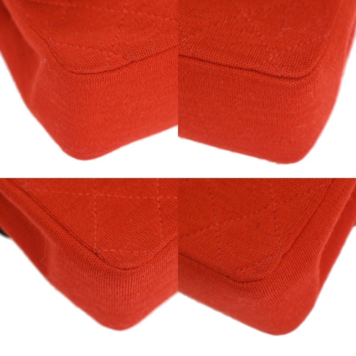 CHANEL CC Logo Mini Matelasse Chain Shoulder Bag Canvas Leather Red 653RH002