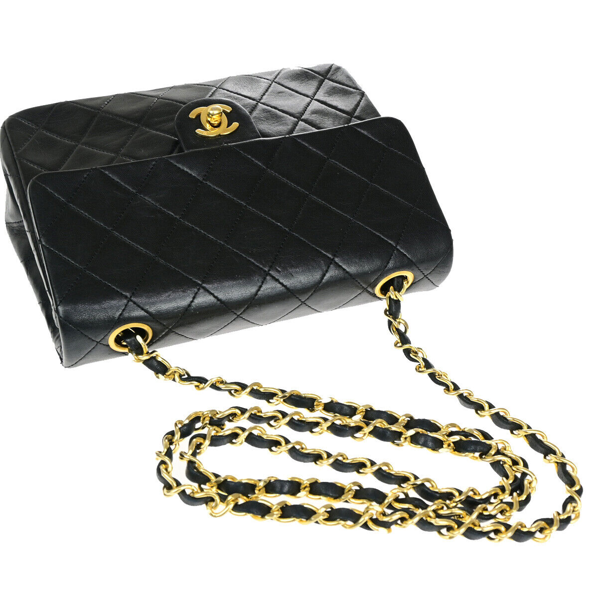 CHANEL CC Mini Matelasse Chain Shoulder Bag Leather Black GHW Vintage 397RK660